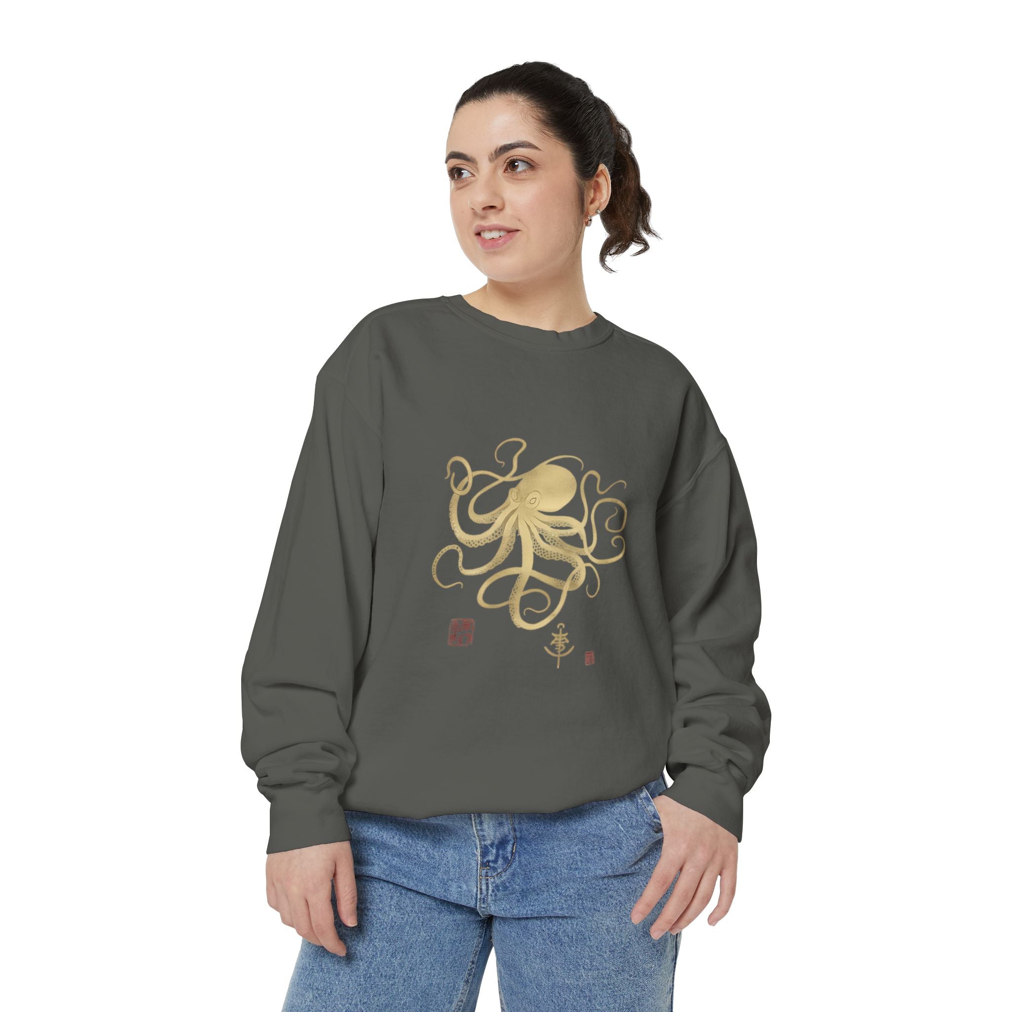 Gold Octopus Sweatshirt — Nautical Graphic Crewneck
