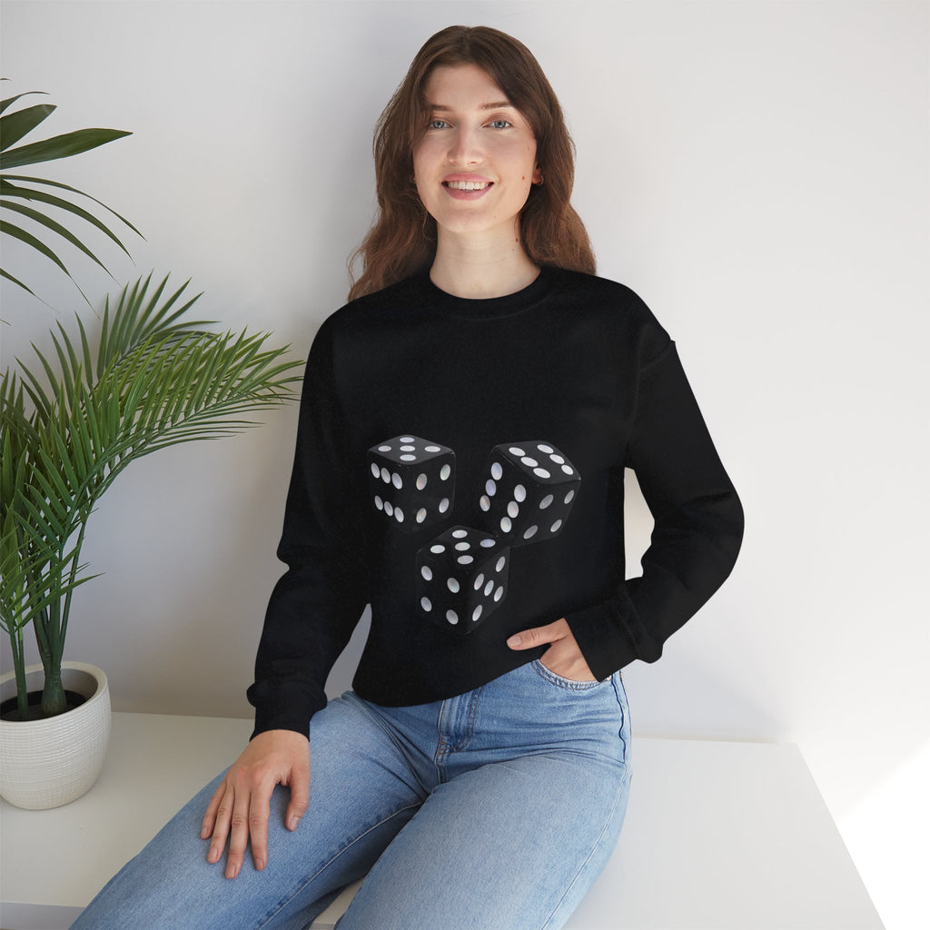 Dice Graphic Sweatshirt — Retro Black Dice Crewneck for Gamers