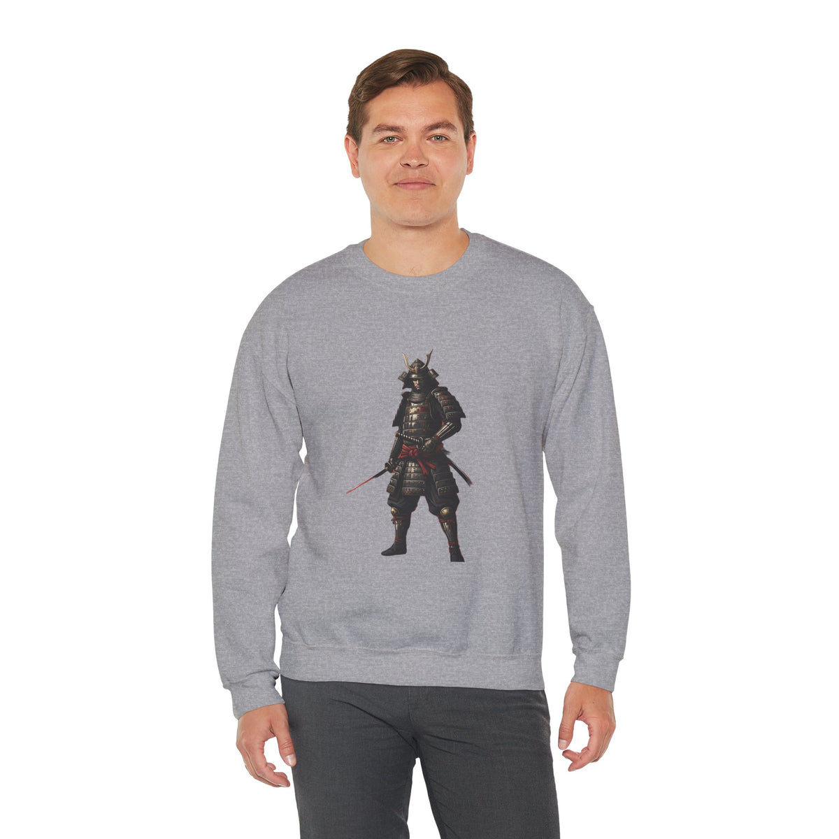 Samurai Warrior Crewneck Sweatshirt — Feudal Japan Armor Graphic
