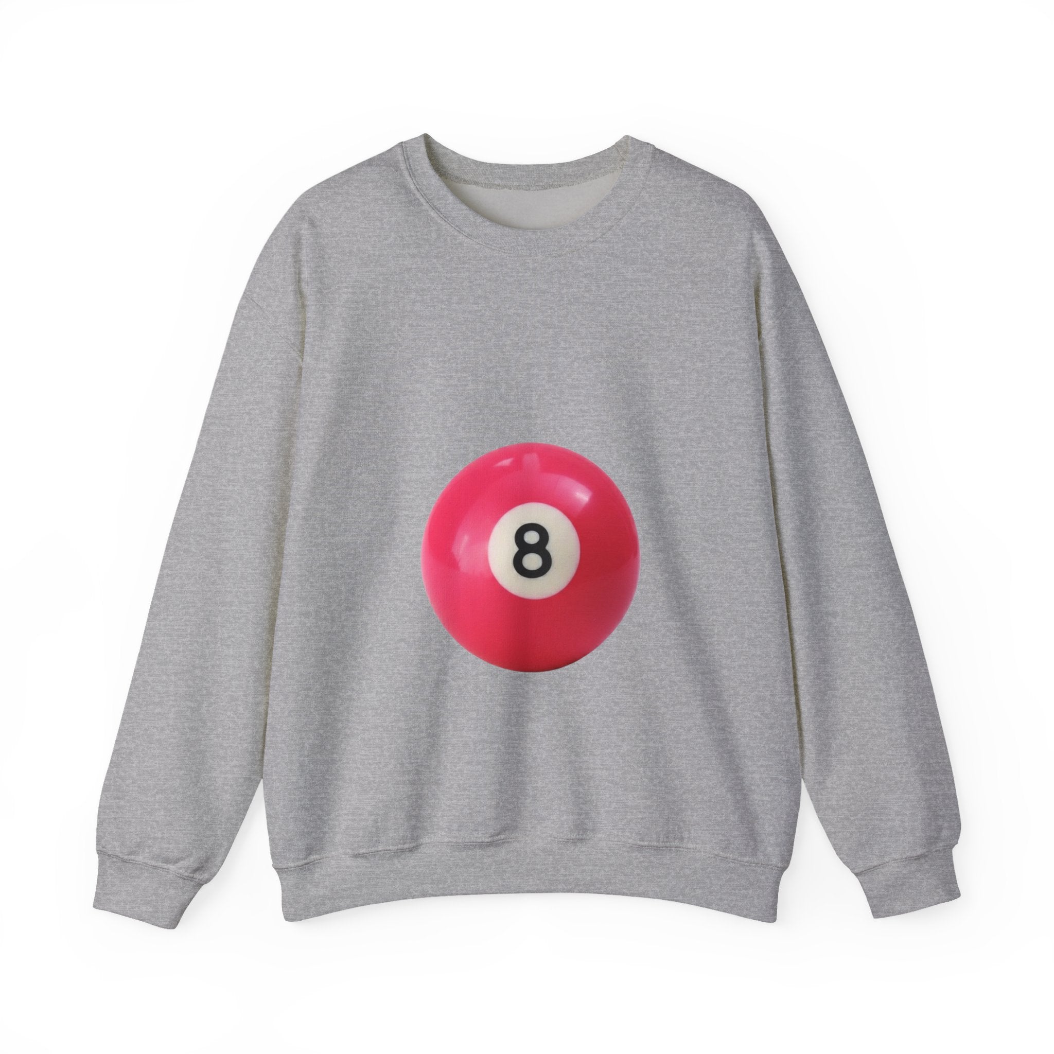 Eight Ball Crewneck Sweatshirt — Retro Pink Pool Ball Graphic
