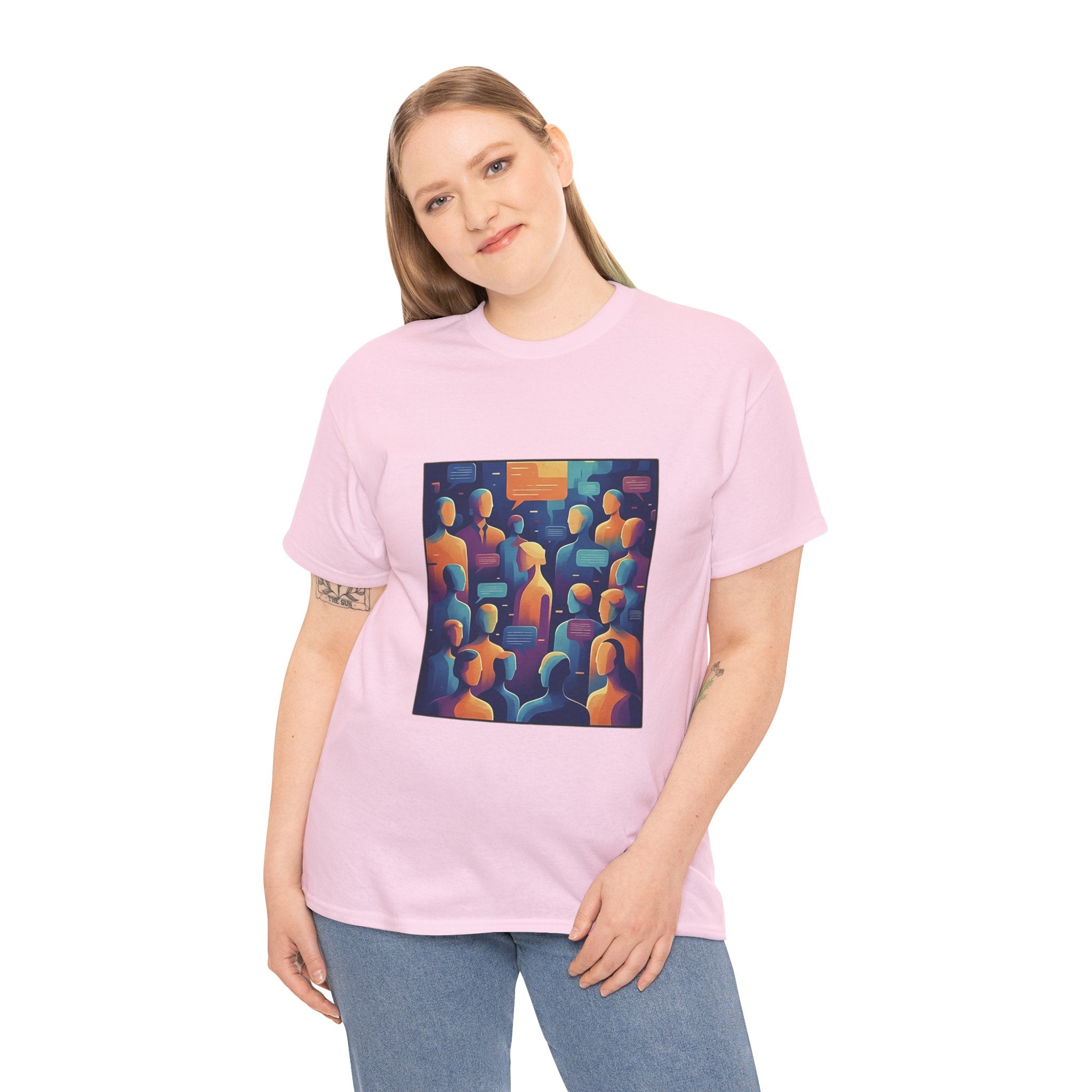 Crowd of Color Graphic Tee — Abstract Human Faces Art T-Shirt