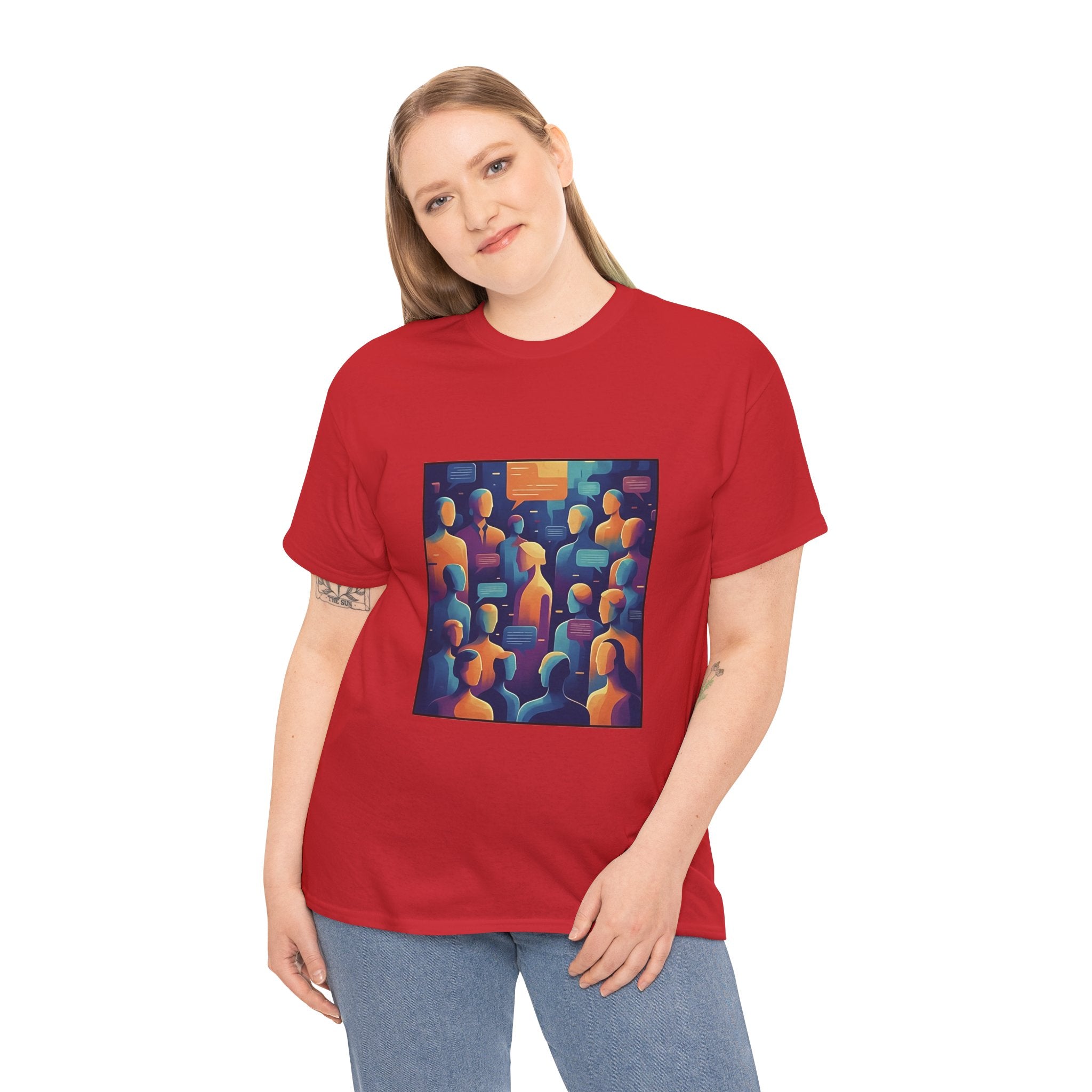 Crowd of Color Graphic Tee — Abstract Human Faces Art T-Shirt