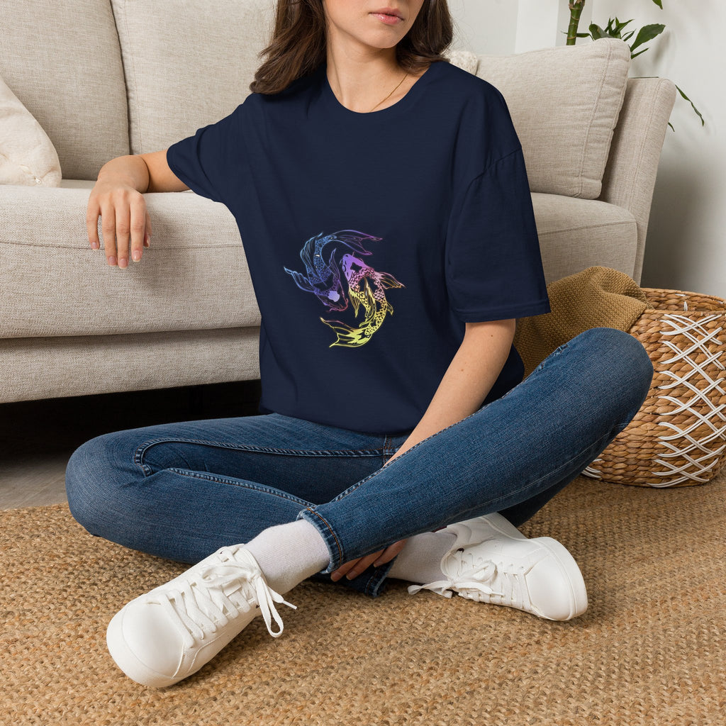 Koi Yin Yang T-Shirt — Colorful Japanese Carp Circle Graphic Tee