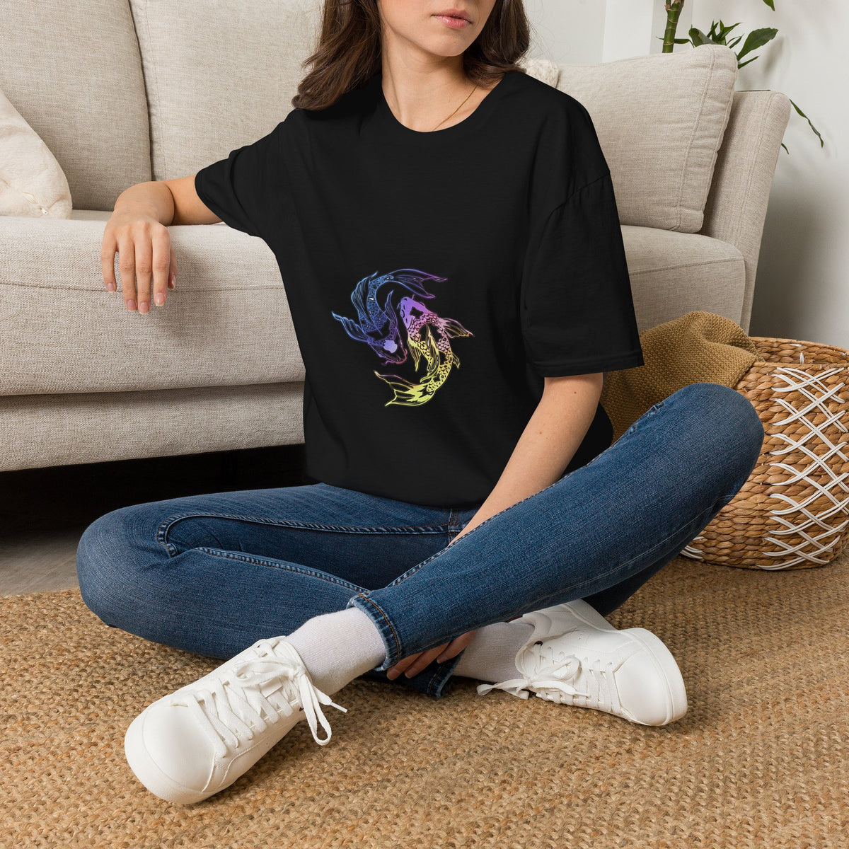 Koi Yin Yang T-Shirt — Colorful Japanese Carp Circle Graphic Tee