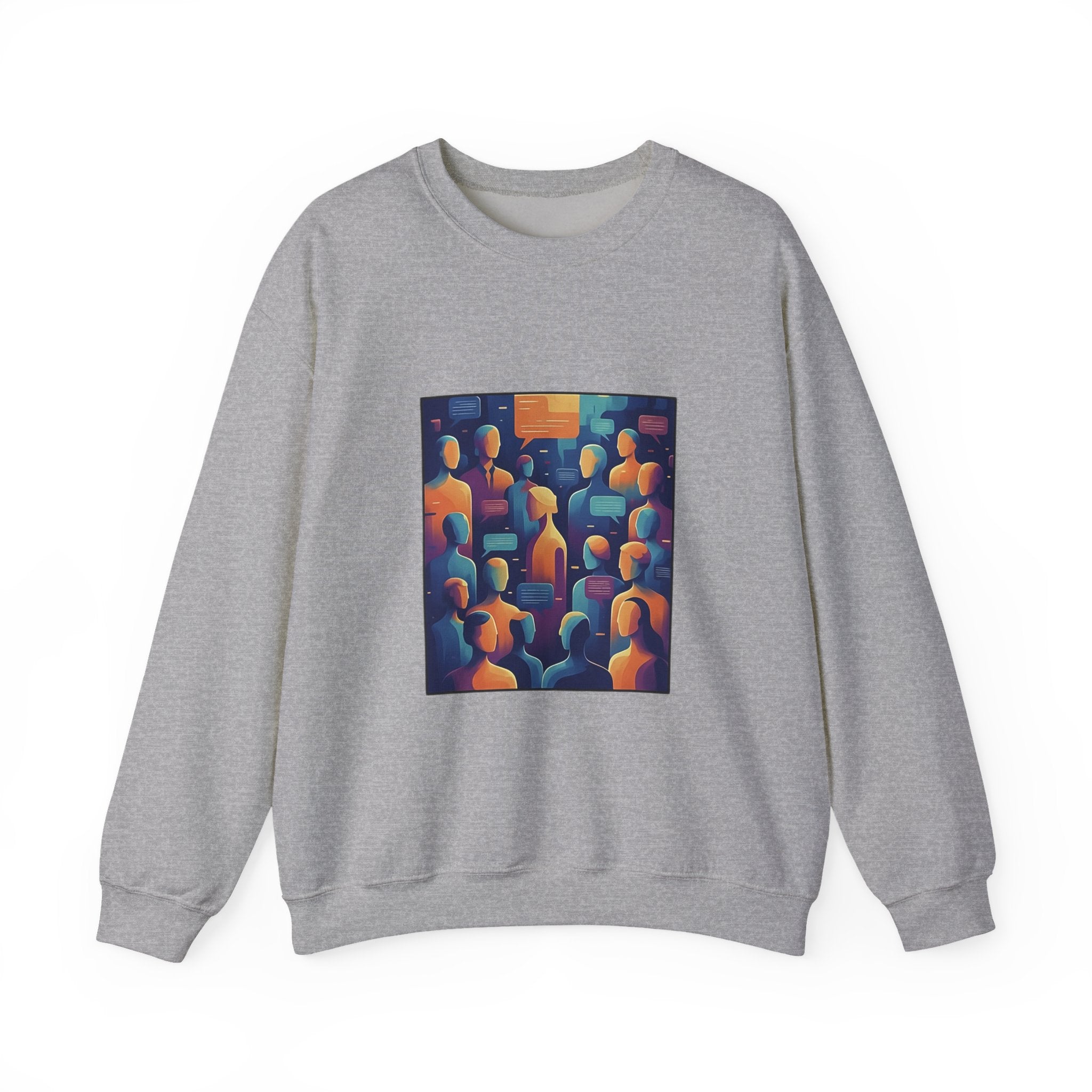 Abstract Crowd Crewneck Sweatshirt — Colorful Figurative Art Pullover