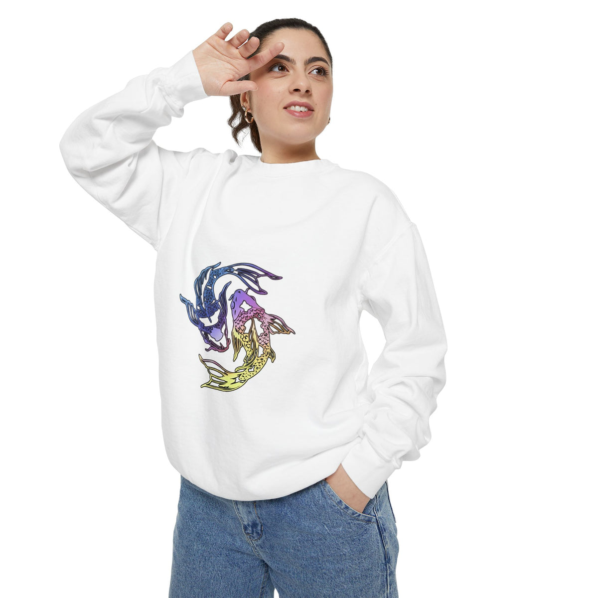 Koi Circle Sweatshirt — Colorful Yin Yang Fish Graphic