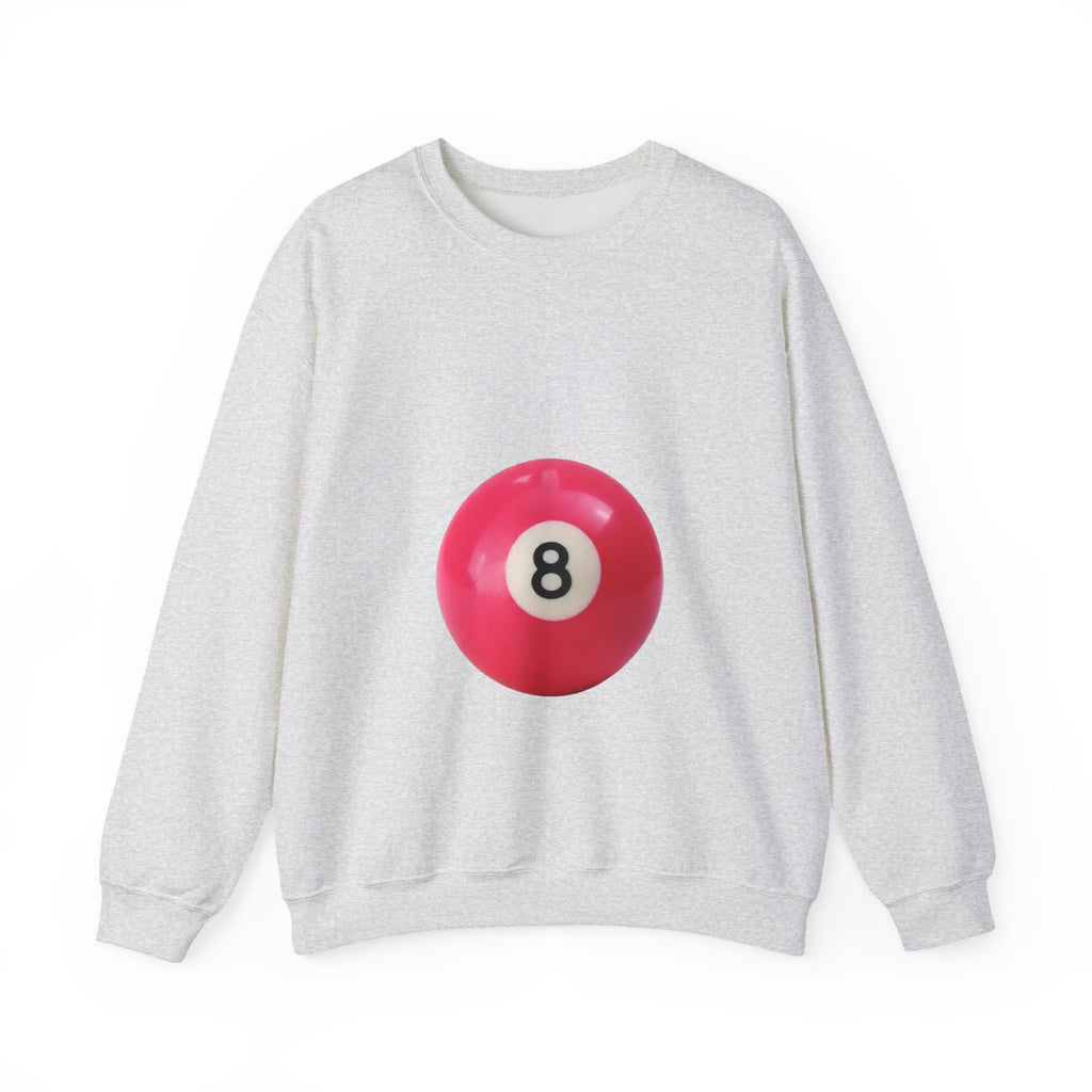 Eight Ball Crewneck Sweatshirt — Retro Pink Pool Ball Graphic