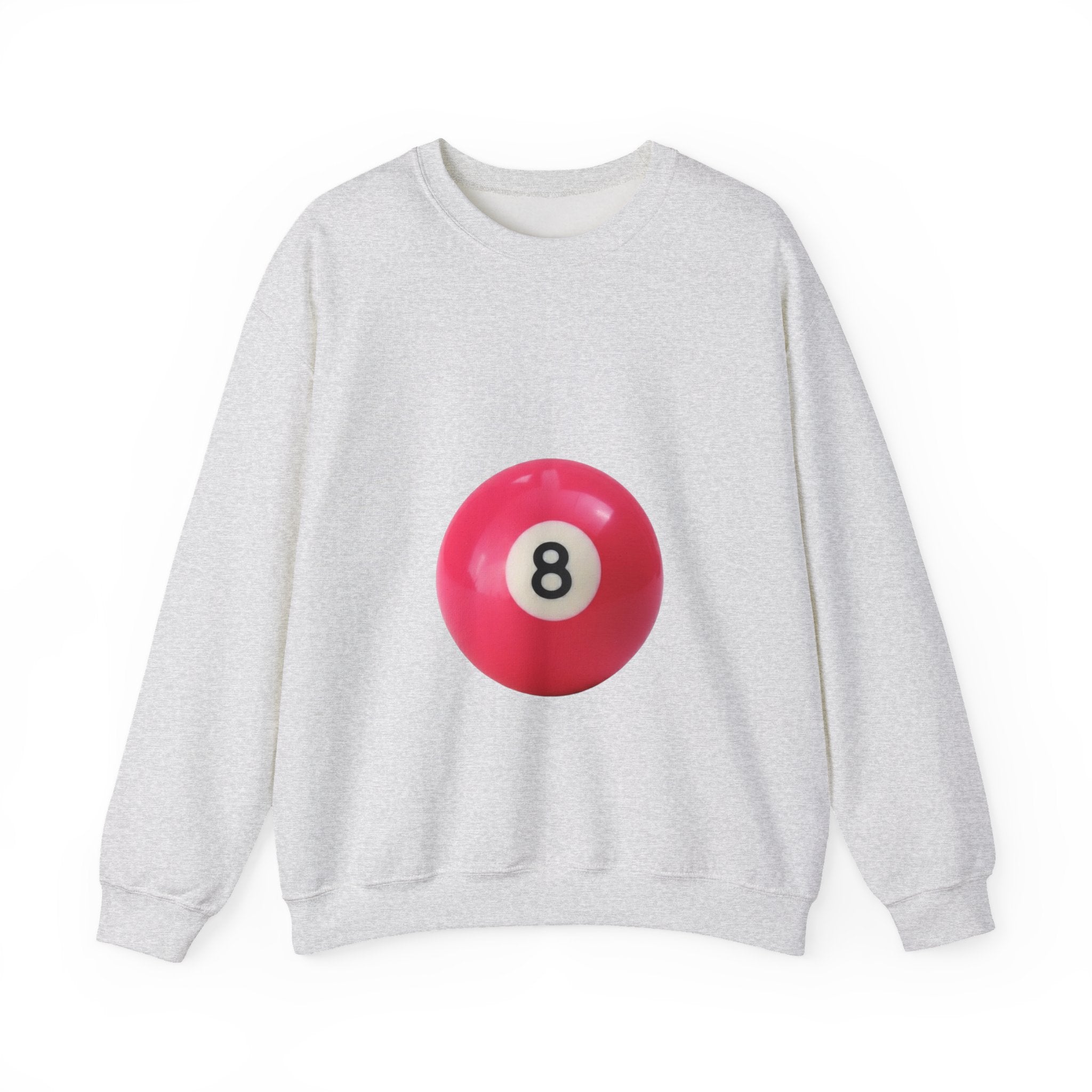 Eight Ball Crewneck Sweatshirt — Retro Pink Pool Ball Graphic