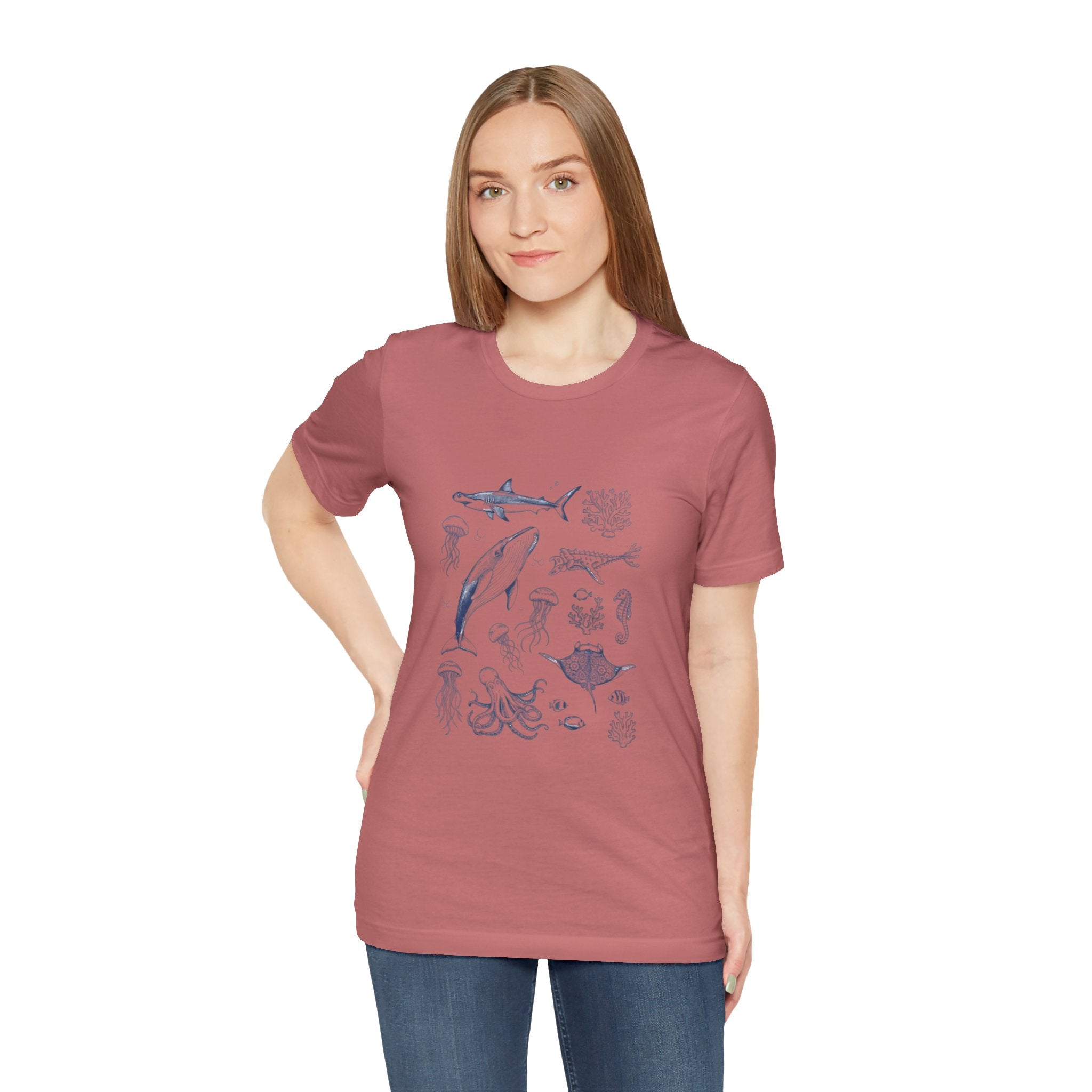 Ocean Wildlife Illustration T‑Shirt — Marine Life Chart Tee