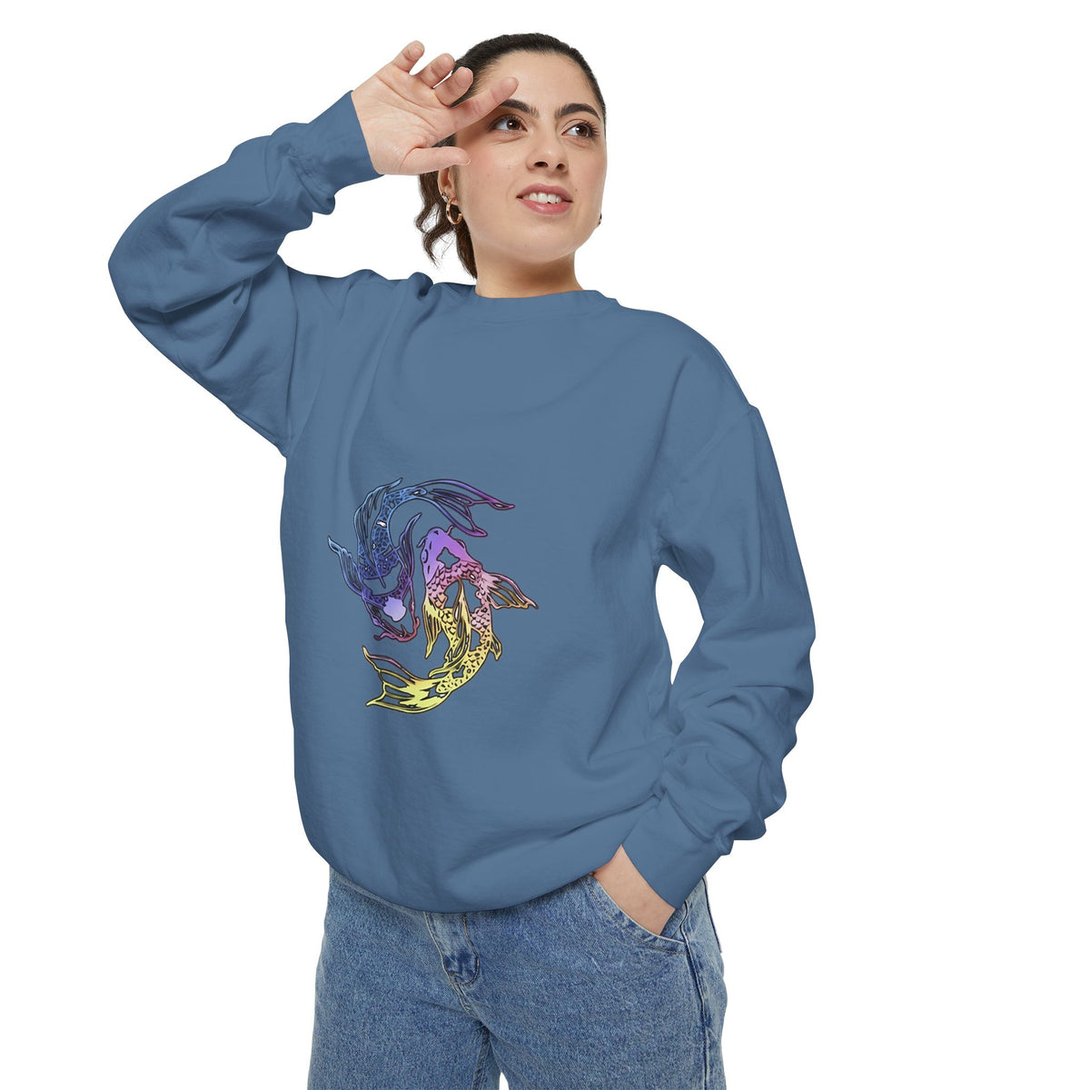 Koi Circle Sweatshirt — Colorful Yin Yang Fish Graphic
