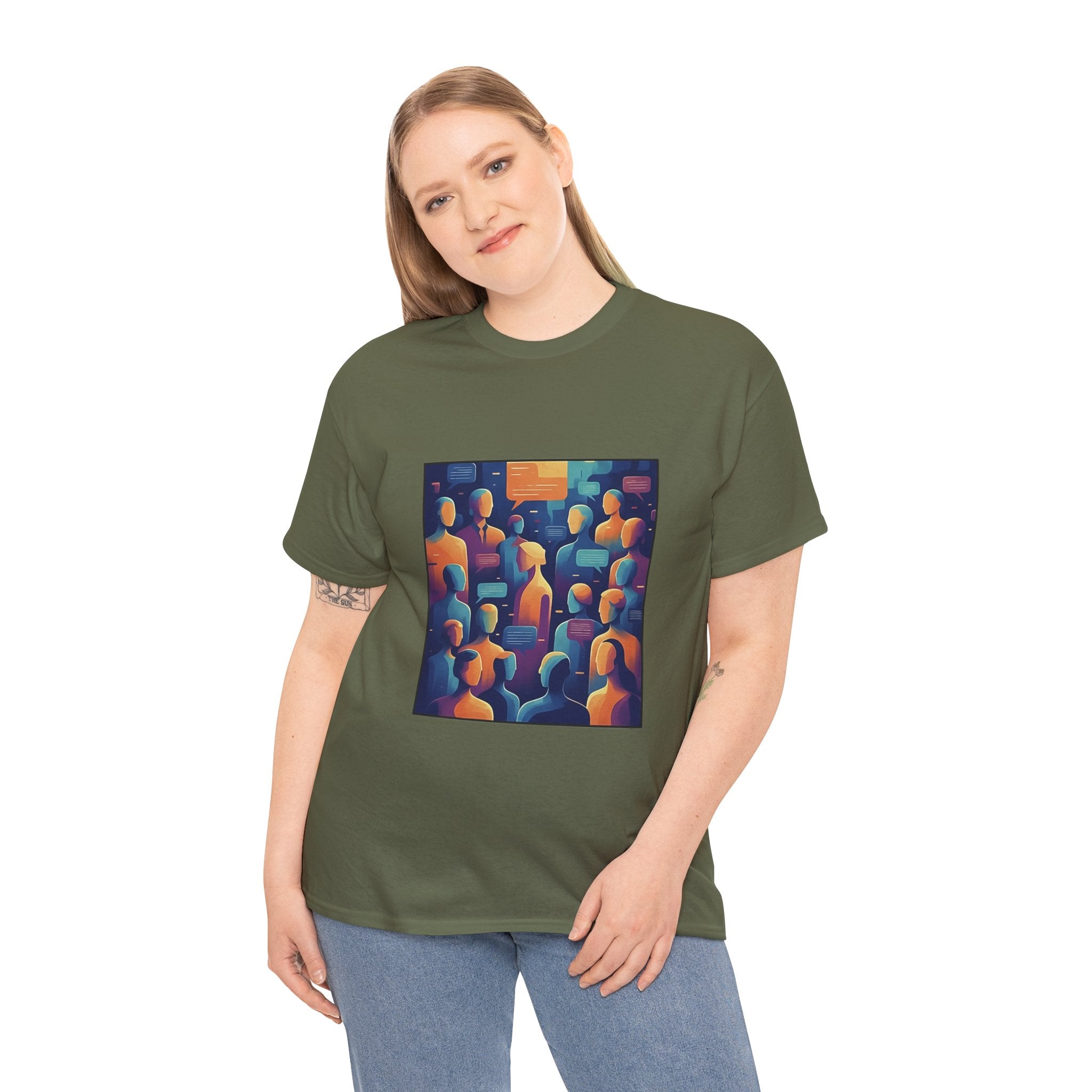 Crowd of Color Graphic Tee — Abstract Human Faces Art T-Shirt