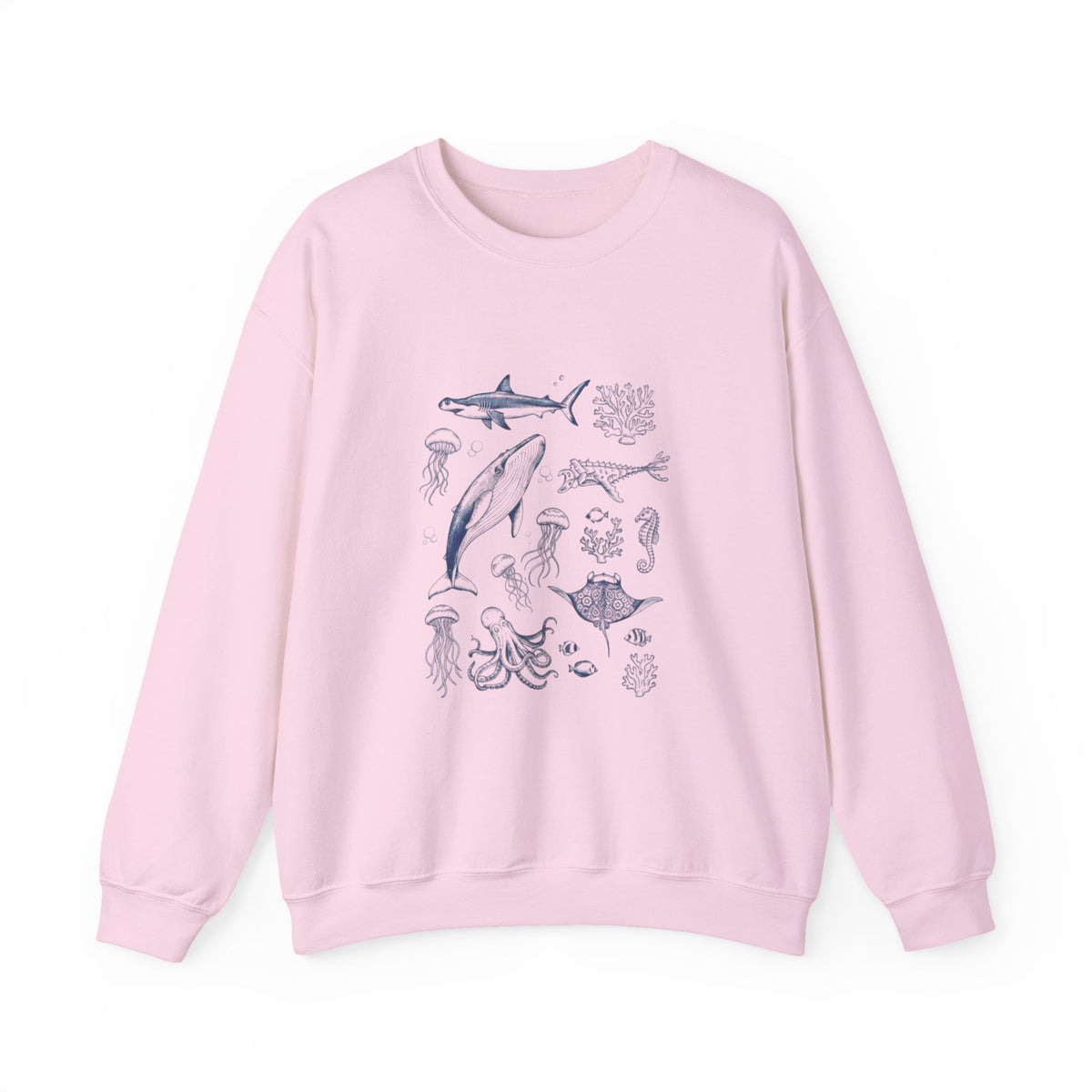 Marine Life Sketch Sweatshirt — Ocean Creatures Crewneck