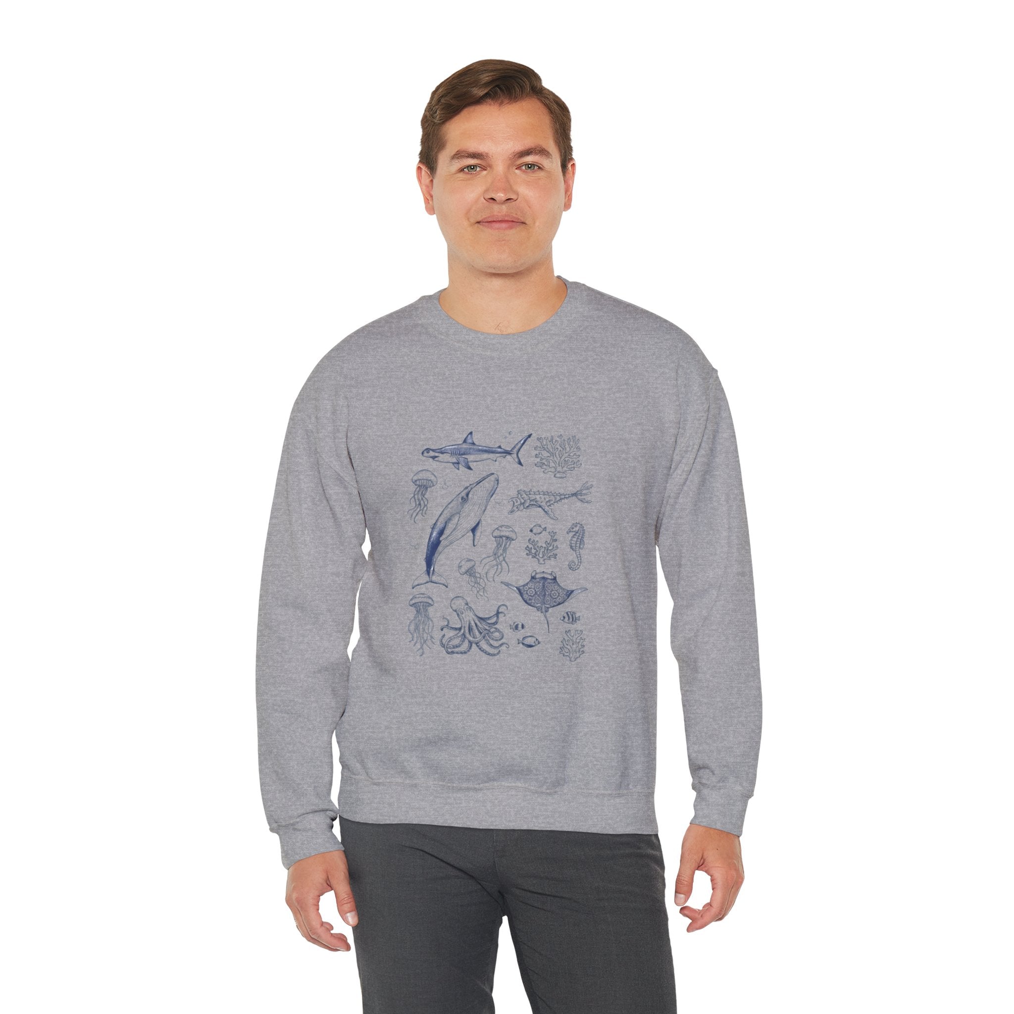 Marine Life Sketch Sweatshirt — Ocean Creatures Crewneck