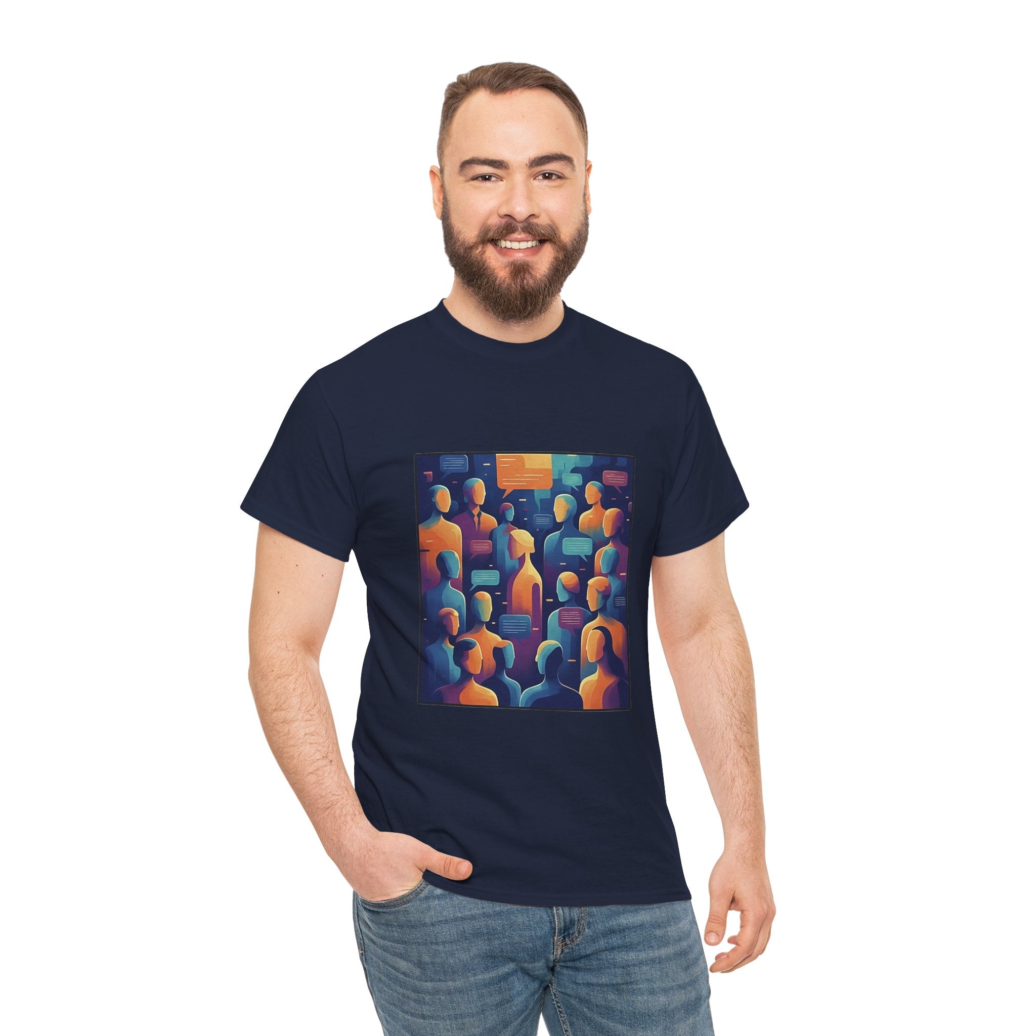Crowd of Color Graphic Tee — Abstract Human Faces Art T-Shirt