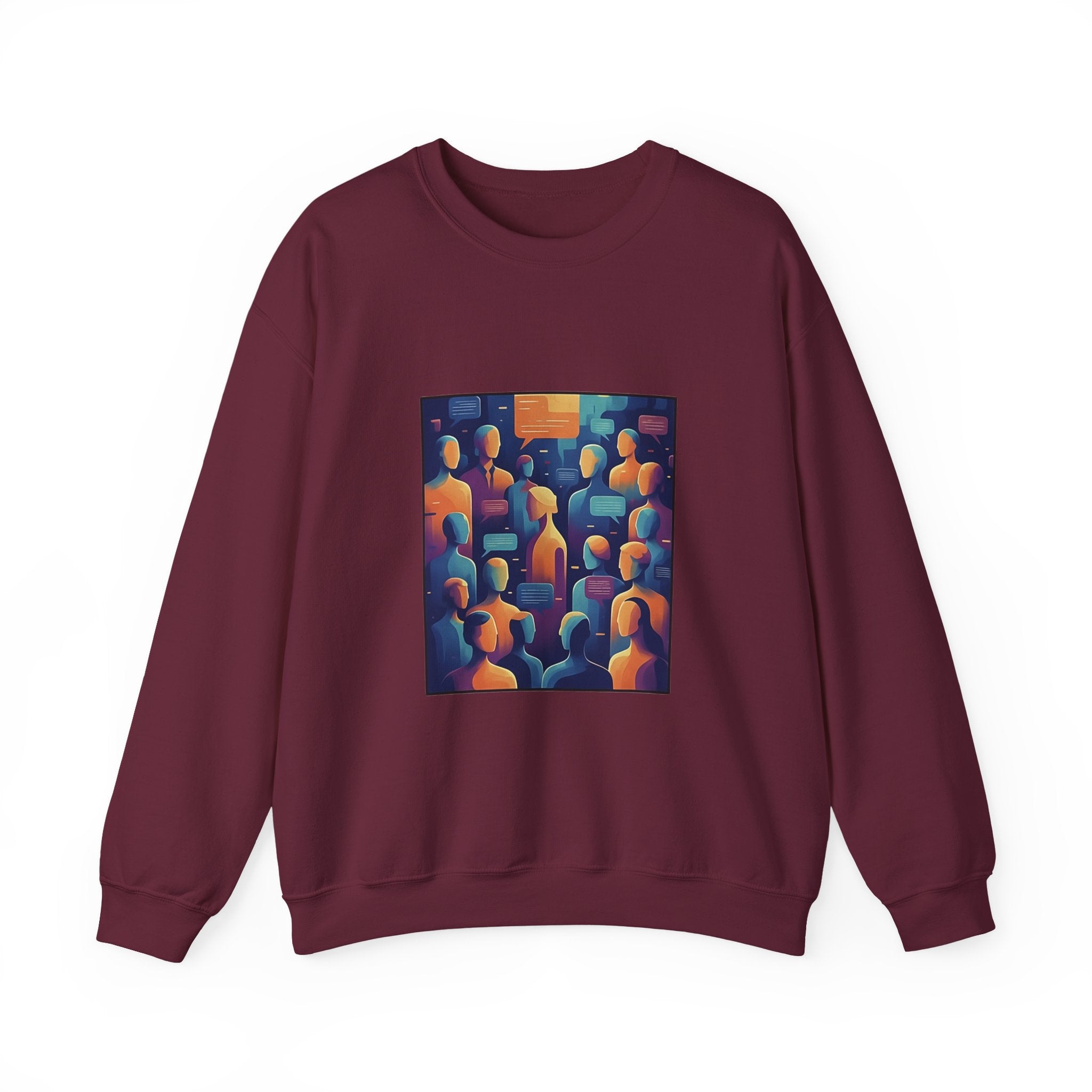 Abstract Crowd Crewneck Sweatshirt — Colorful Figurative Art Pullover