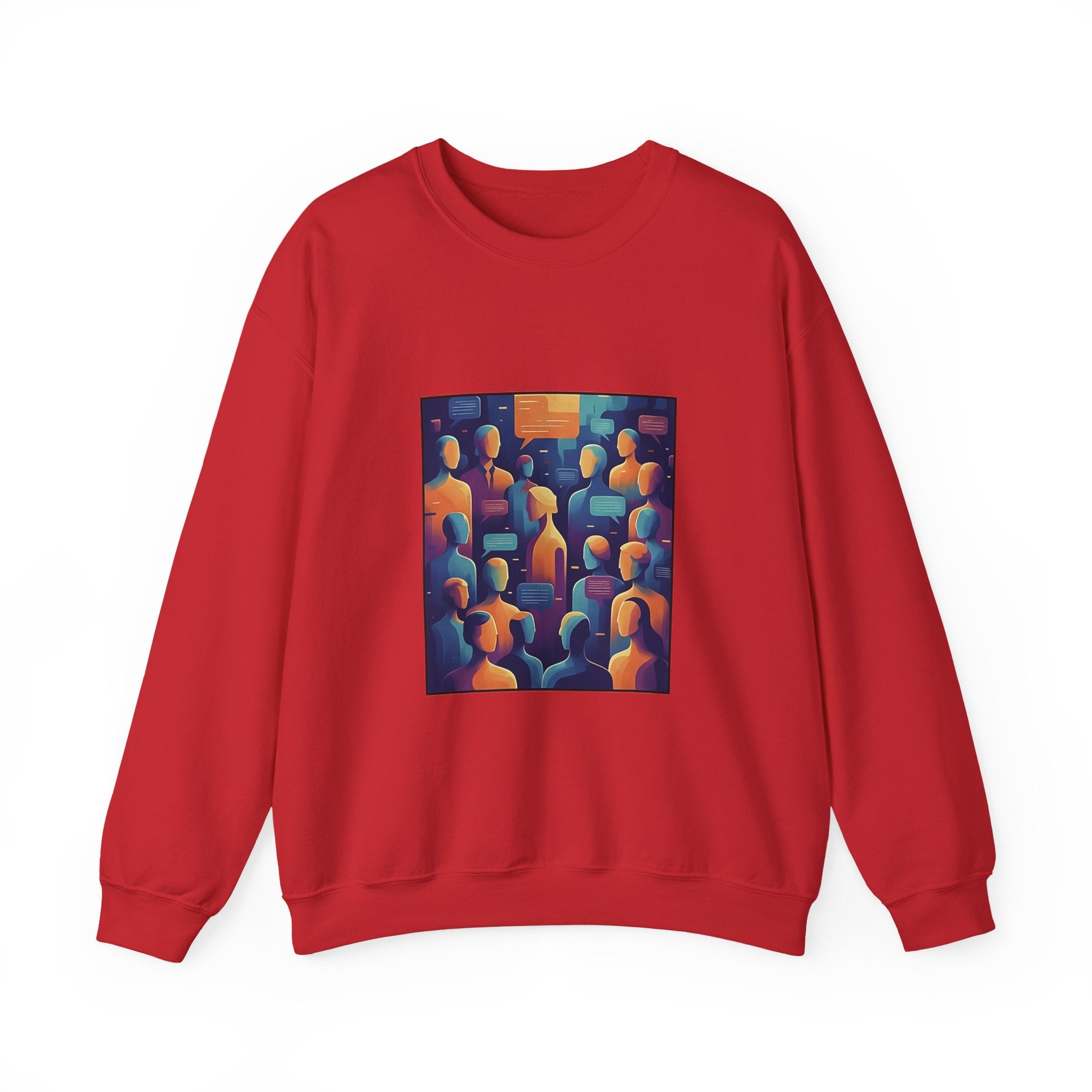 Abstract Crowd Crewneck Sweatshirt — Colorful Figurative Art Pullover