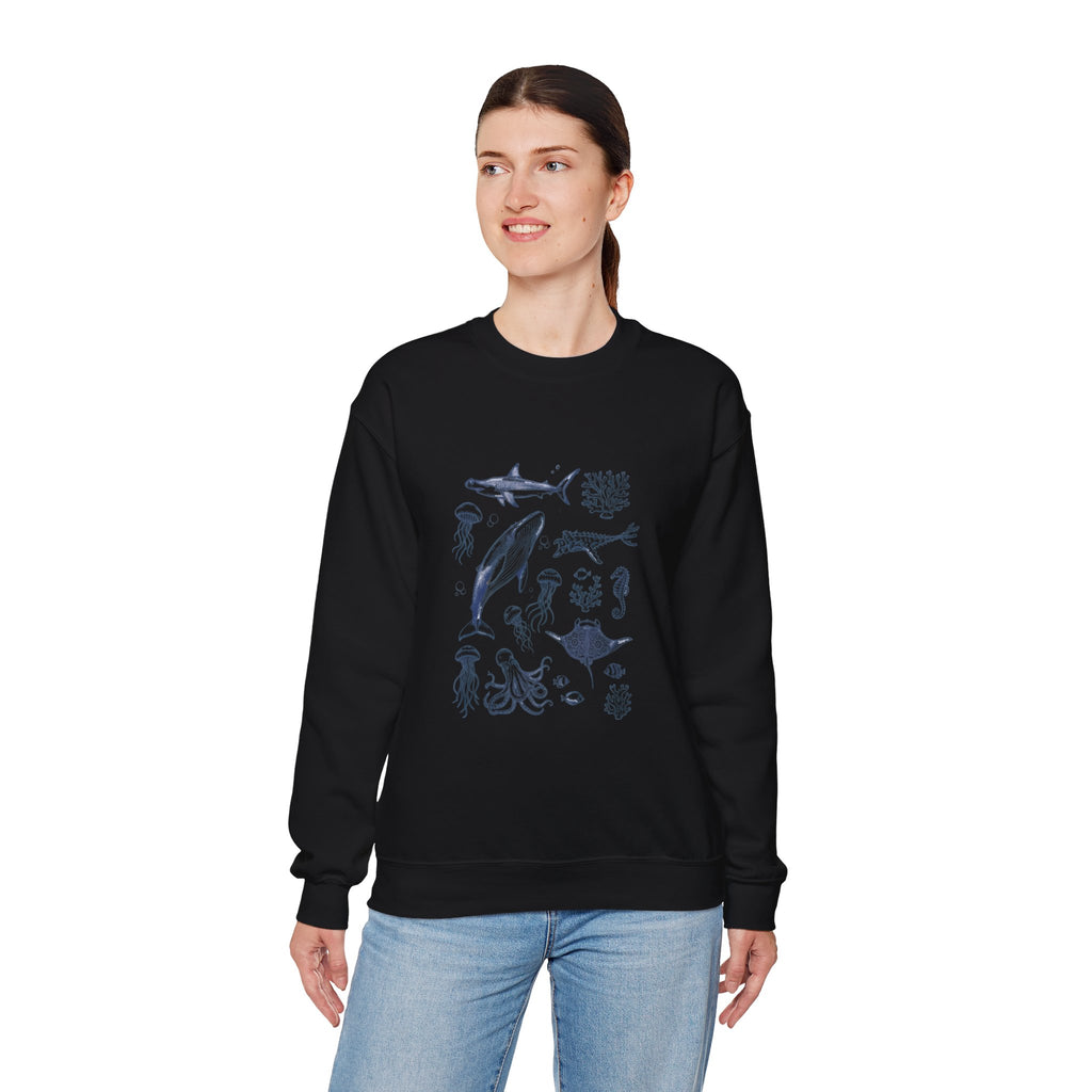 Marine Life Sketch Sweatshirt — Ocean Creatures Crewneck