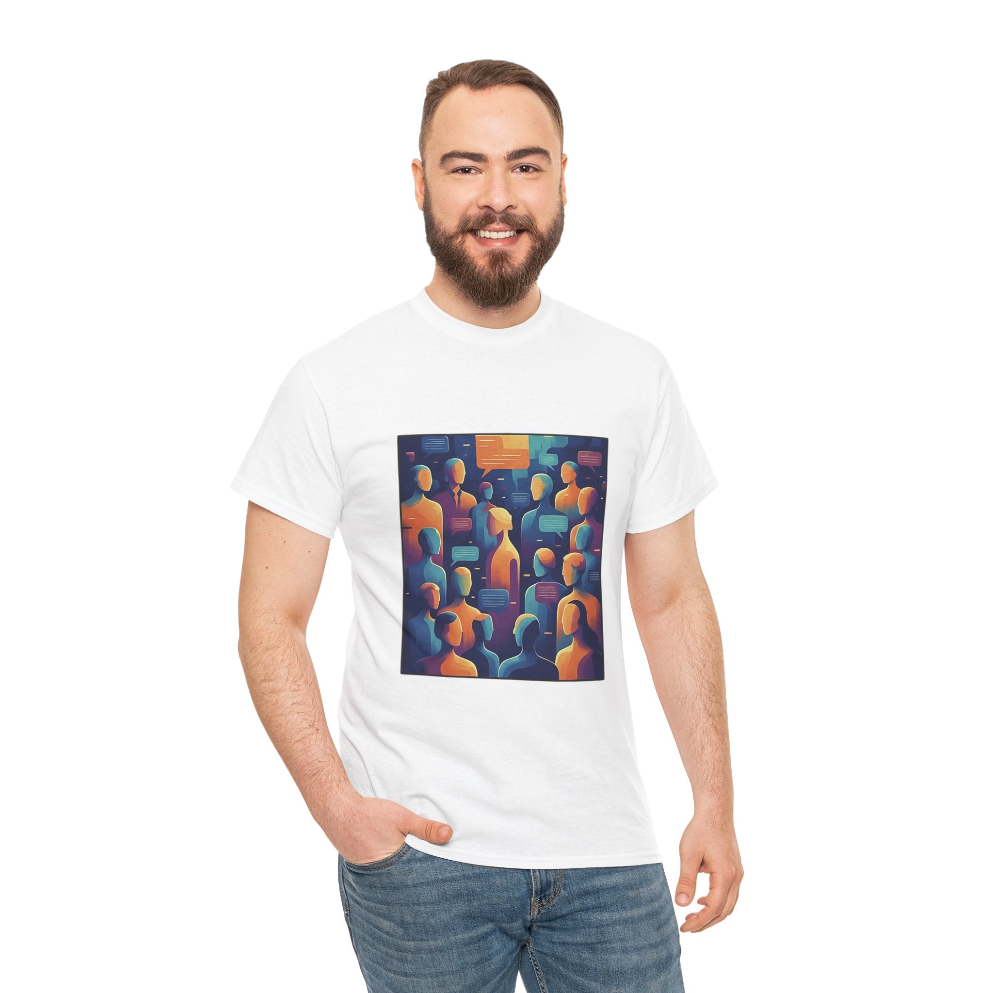 Crowd of Color Graphic Tee — Abstract Human Faces Art T-Shirt