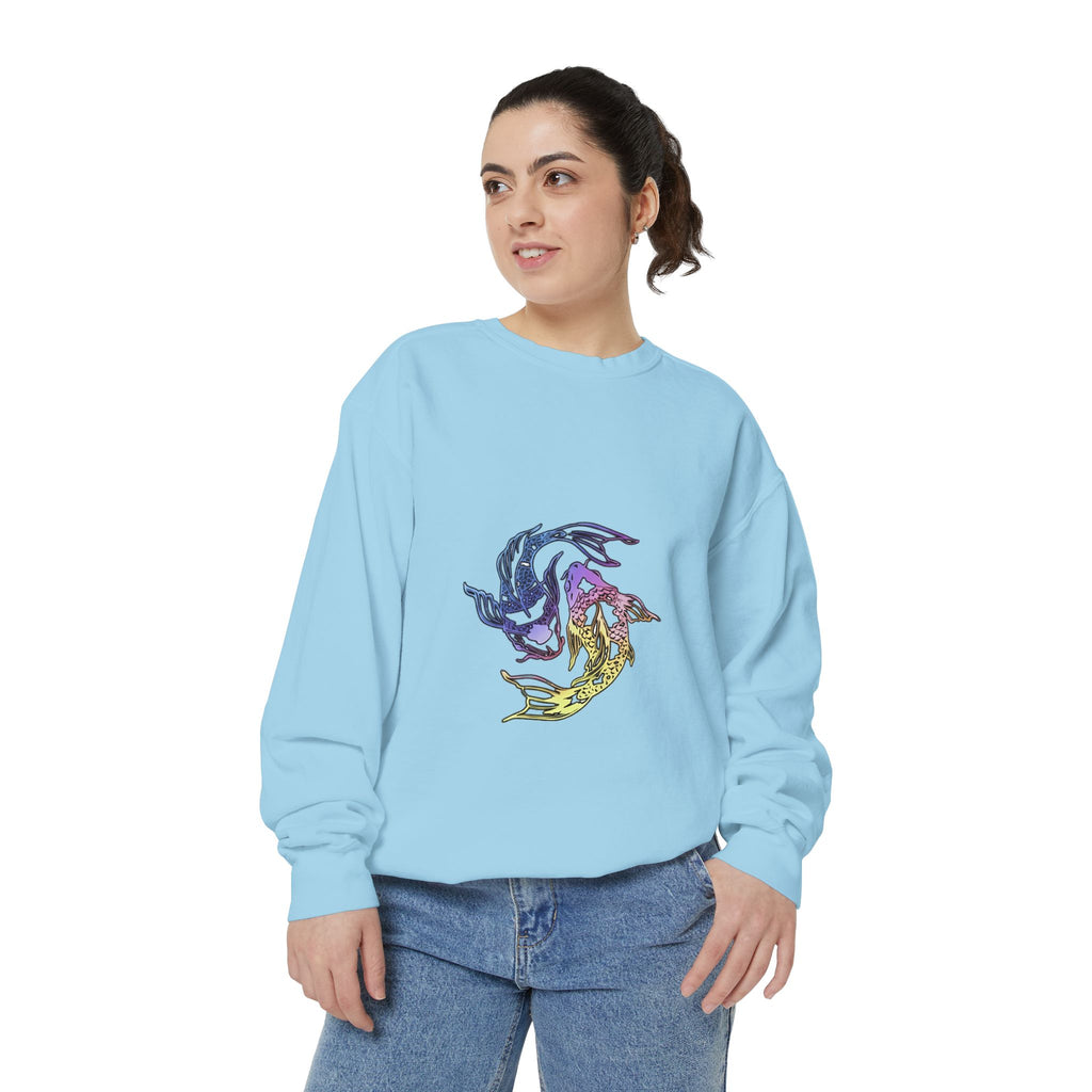 Koi Circle Sweatshirt — Colorful Yin Yang Fish Graphic