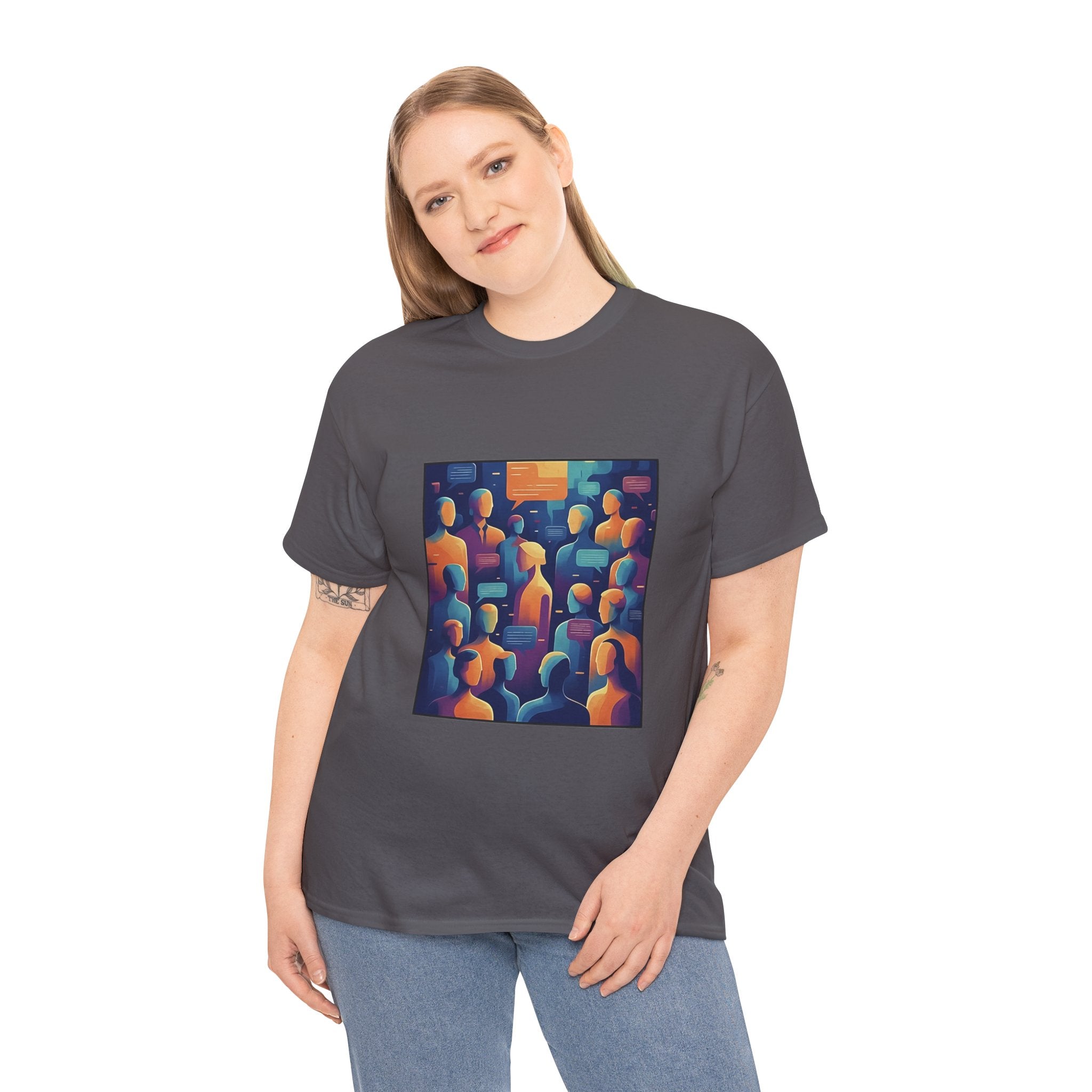 Crowd of Color Graphic Tee — Abstract Human Faces Art T-Shirt
