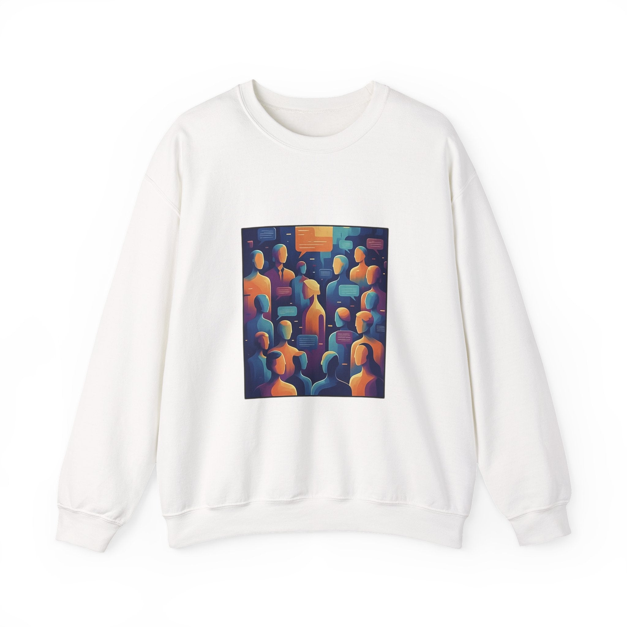 Abstract Crowd Crewneck Sweatshirt — Colorful Figurative Art Pullover