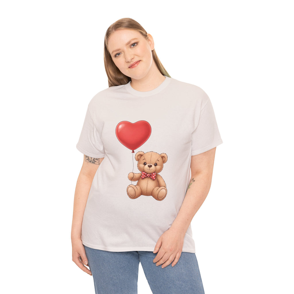 T-Shirt — Cute Teddy Bear Holding Heart Balloon Valentine Shirt