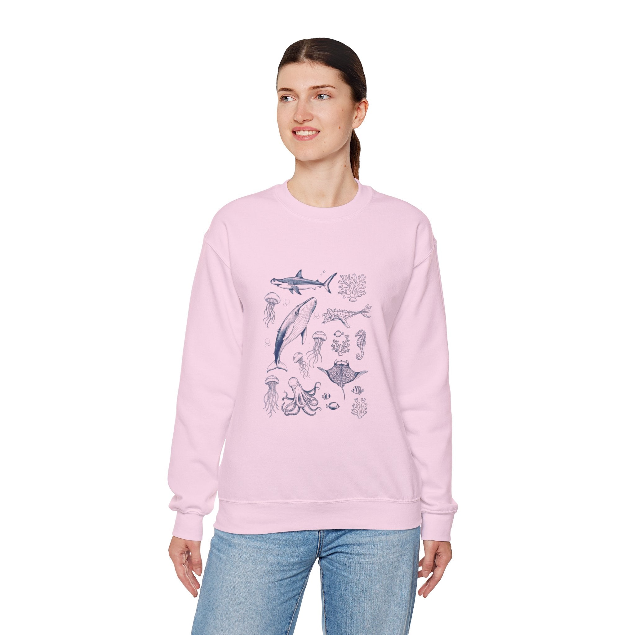 Marine Life Sketch Sweatshirt — Ocean Creatures Crewneck
