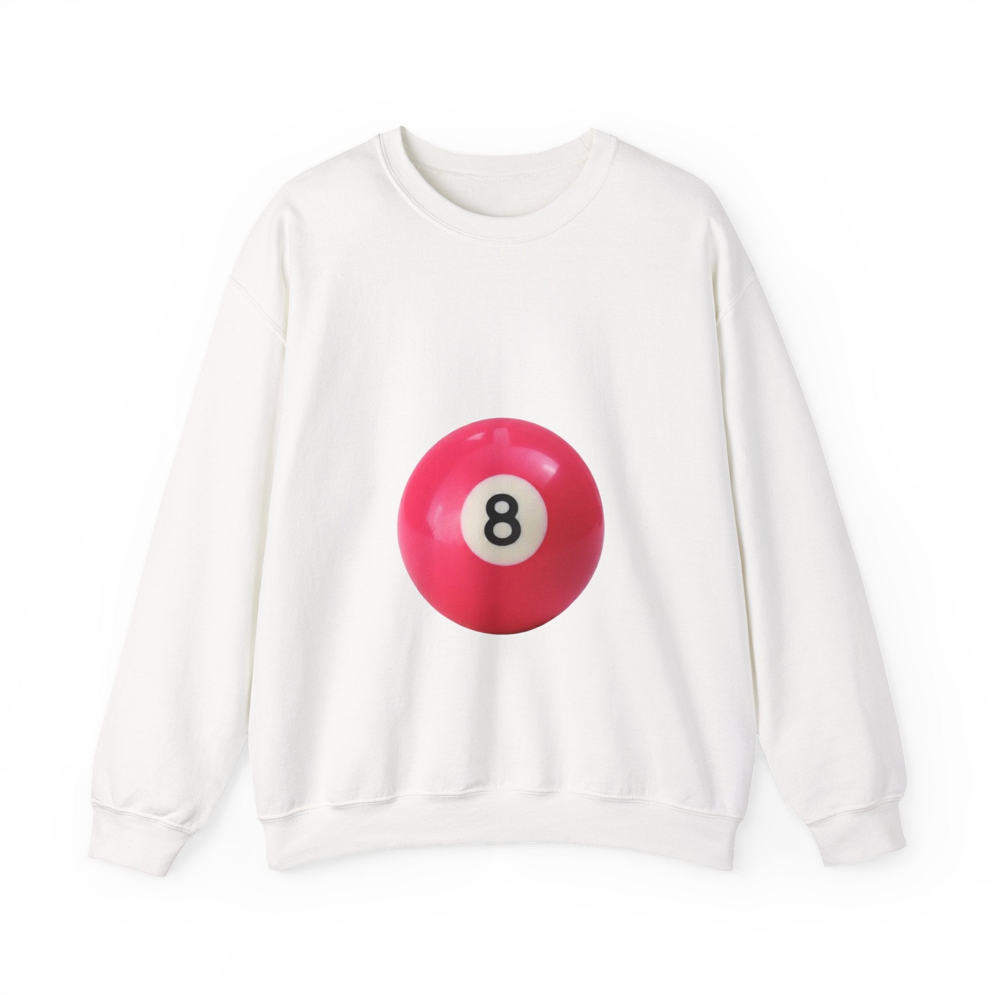 Eight Ball Crewneck Sweatshirt — Retro Pink Pool Ball Graphic