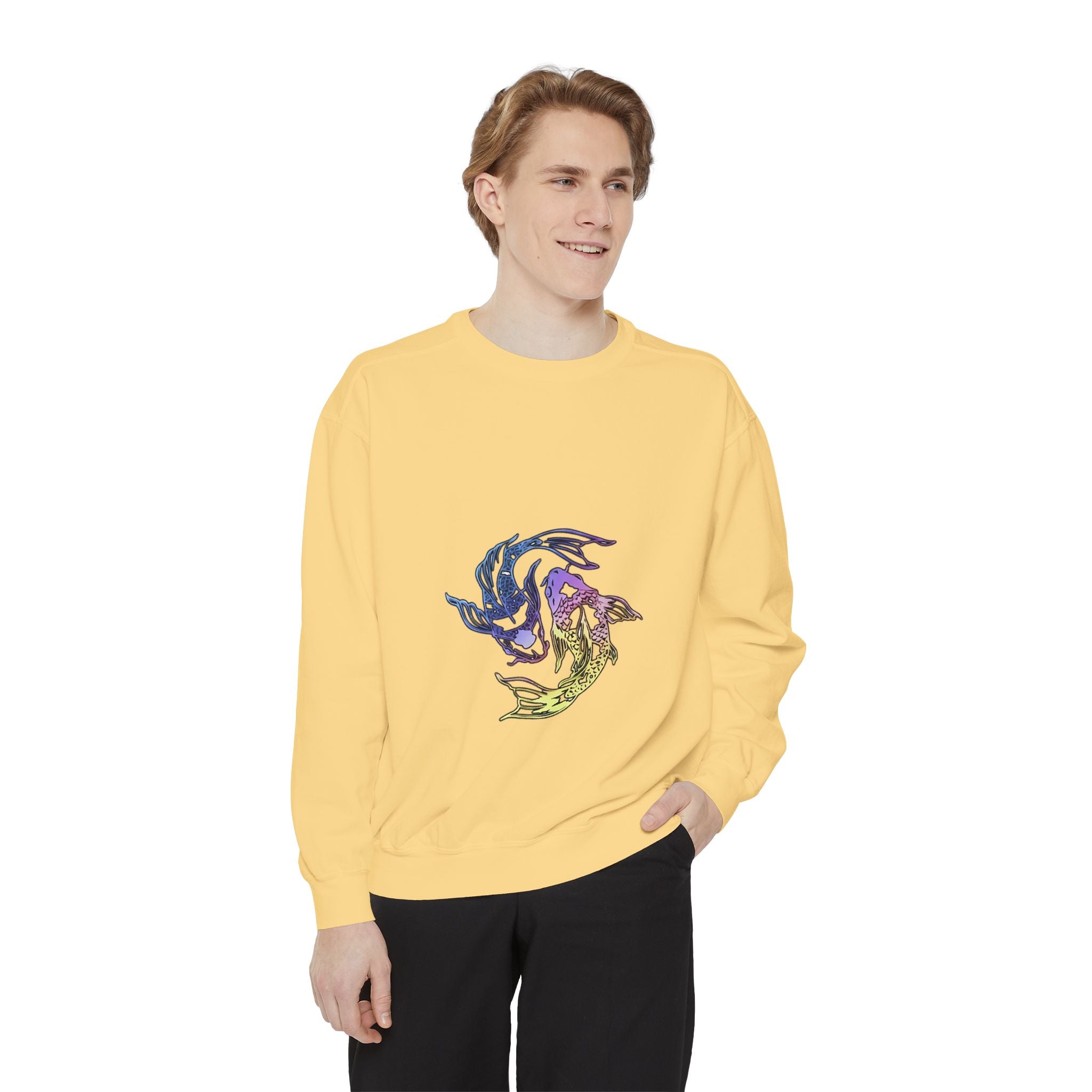 Koi Circle Sweatshirt — Colorful Yin Yang Fish Graphic