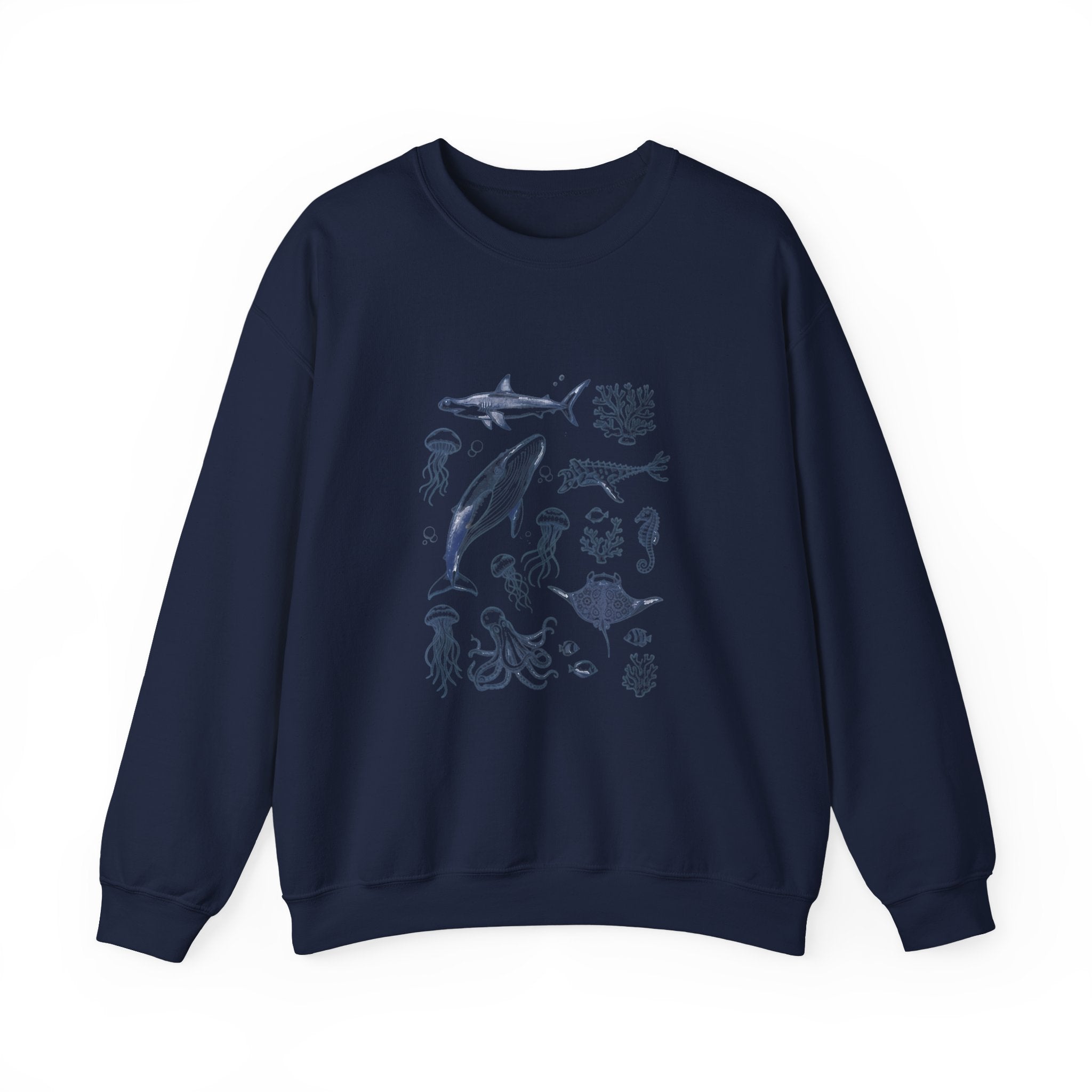 Marine Life Sketch Sweatshirt — Ocean Creatures Crewneck