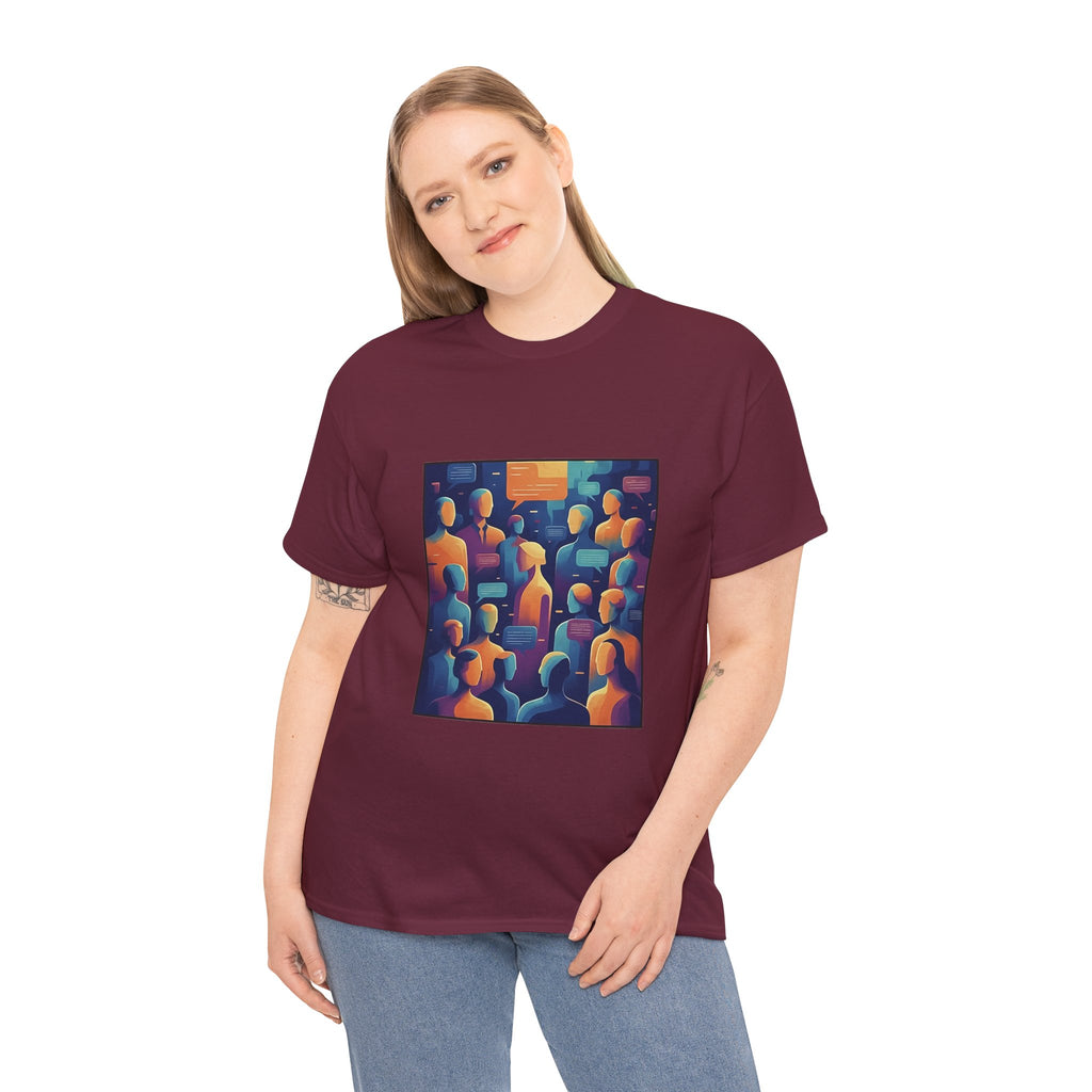 Crowd of Color Graphic Tee — Abstract Human Faces Art T-Shirt