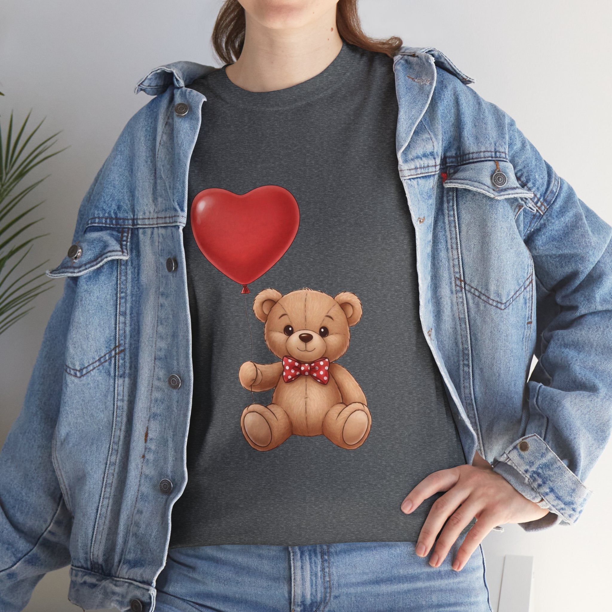 T-Shirt — Cute Teddy Bear Holding Heart Balloon Valentine Shirt