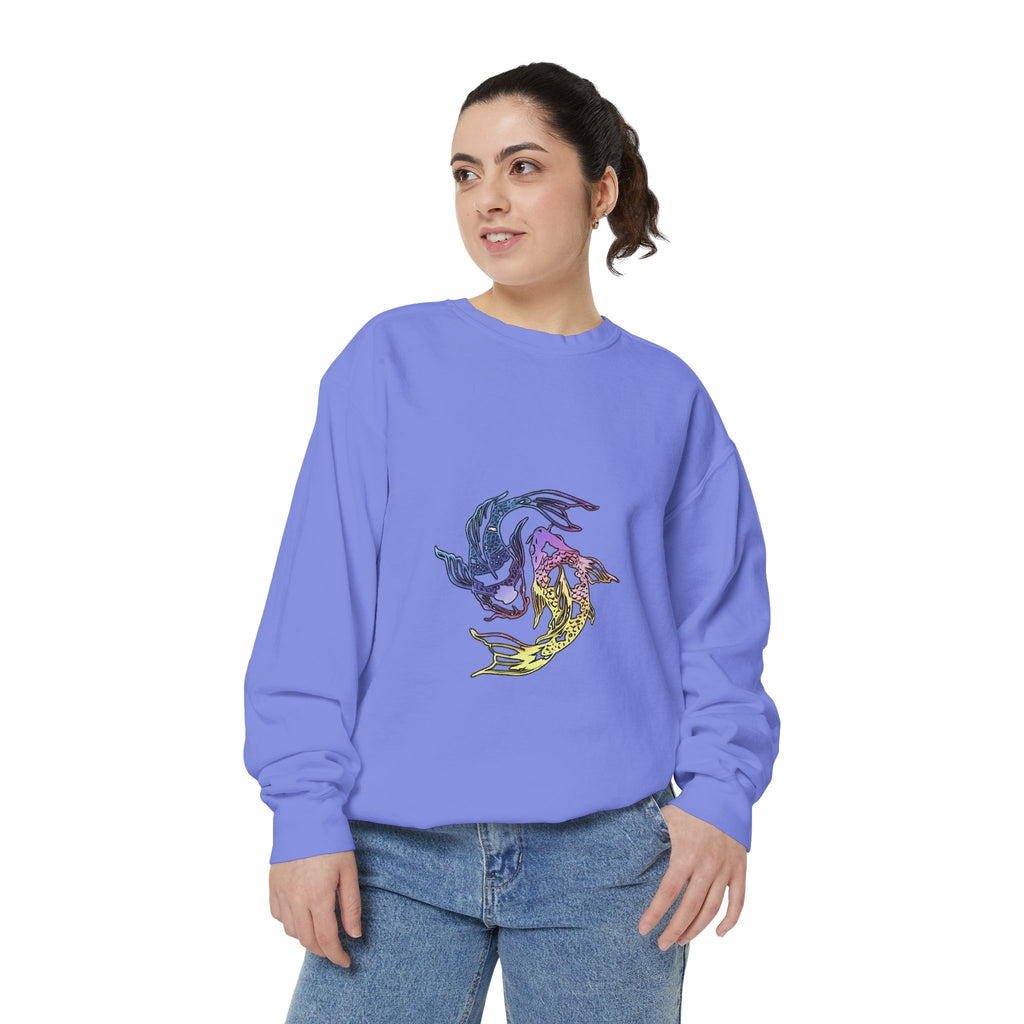 Koi Circle Sweatshirt — Colorful Yin Yang Fish Graphic