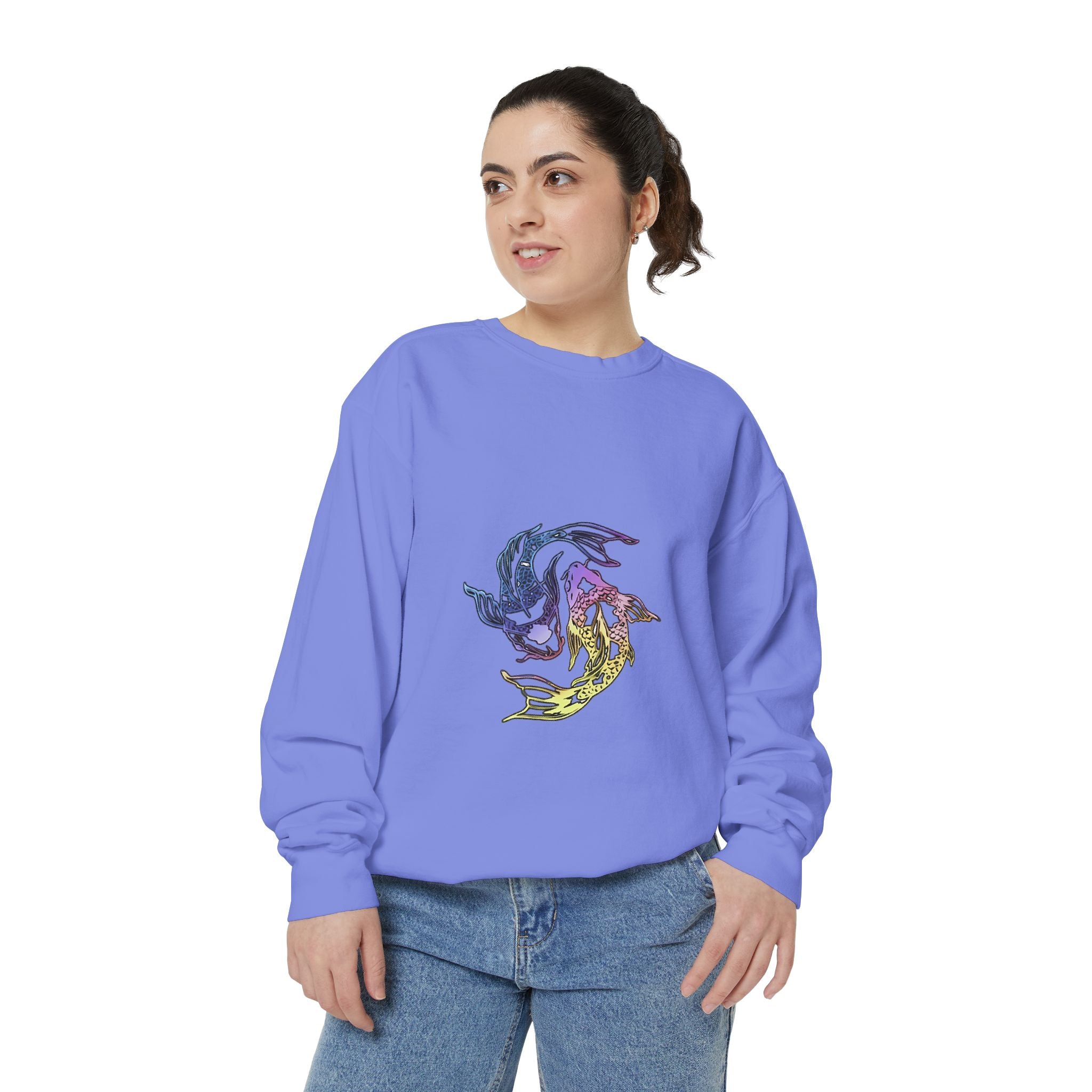 Koi Circle Sweatshirt — Colorful Yin Yang Fish Graphic