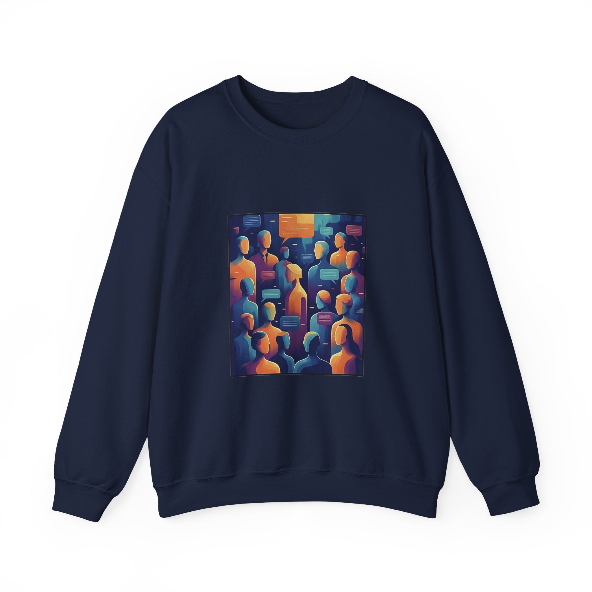 Abstract Crowd Crewneck Sweatshirt — Colorful Figurative Art Pullover
