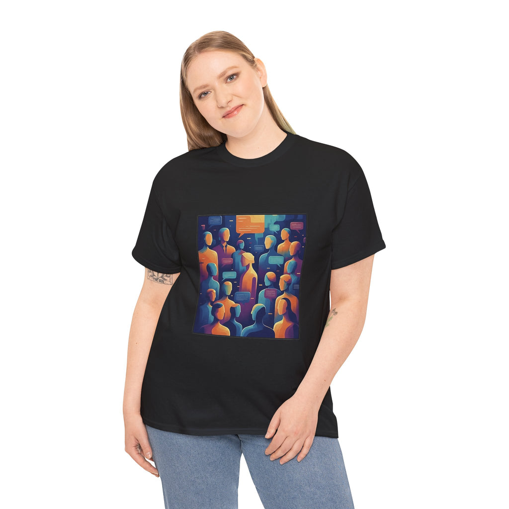 Crowd of Color Graphic Tee — Abstract Human Faces Art T-Shirt
