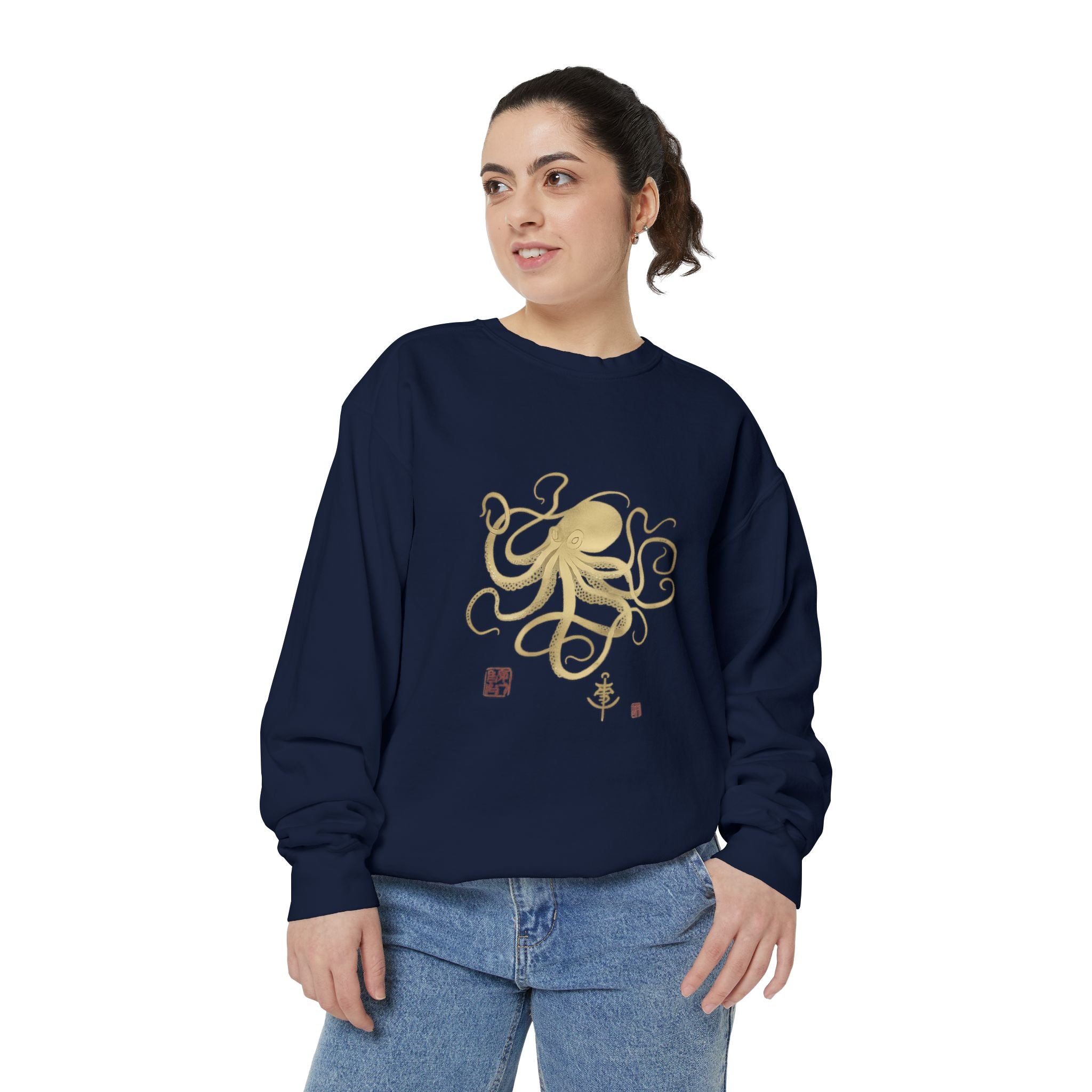 Gold Octopus Sweatshirt — Nautical Graphic Crewneck