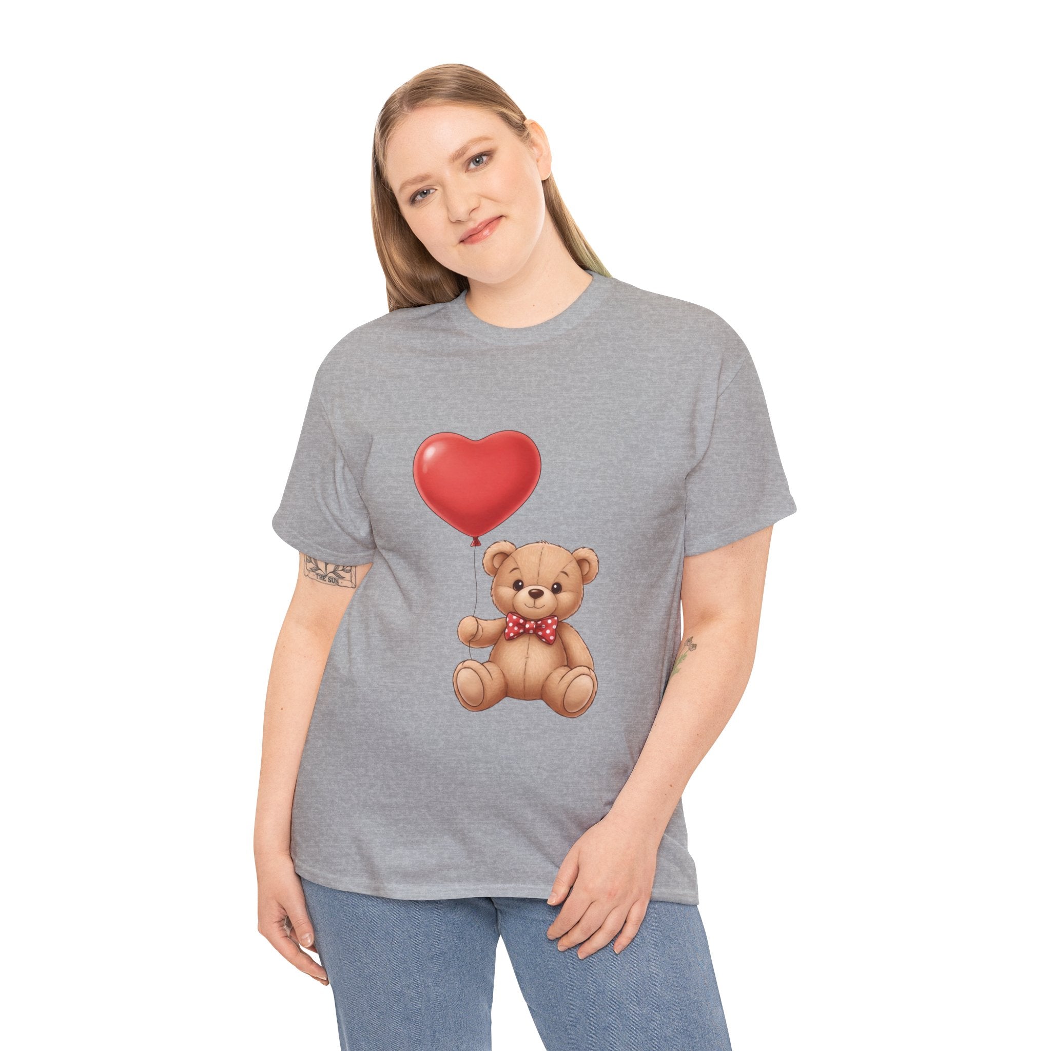 T-Shirt — Cute Teddy Bear Holding Heart Balloon Valentine Shirt