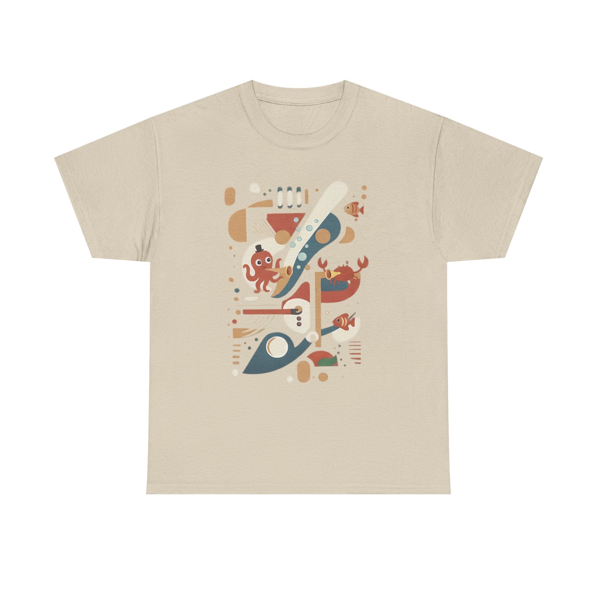 Abstract Ocean Creatures T-Shirt — Modern Sea Life Graphic Tee