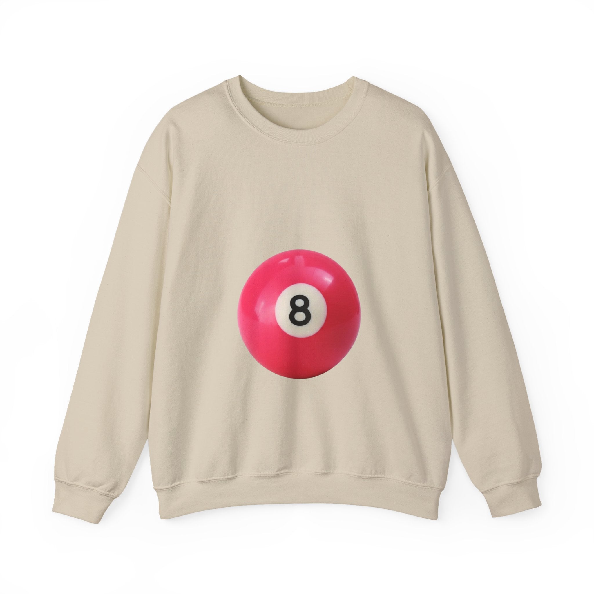 Eight Ball Crewneck Sweatshirt — Retro Pink Pool Ball Graphic