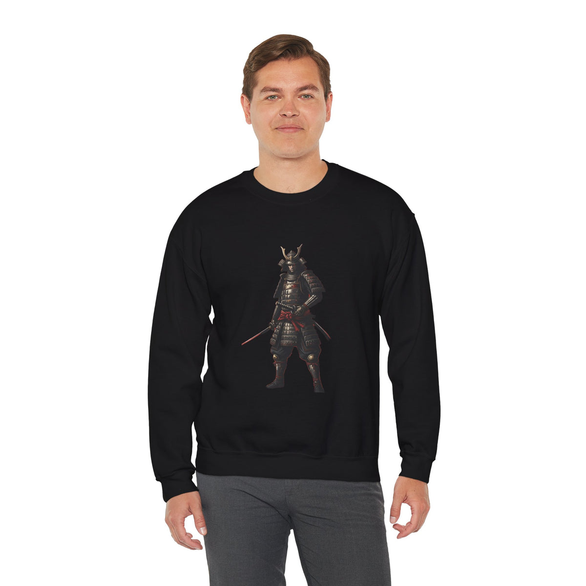 Samurai Warrior Crewneck Sweatshirt — Feudal Japan Armor Graphic