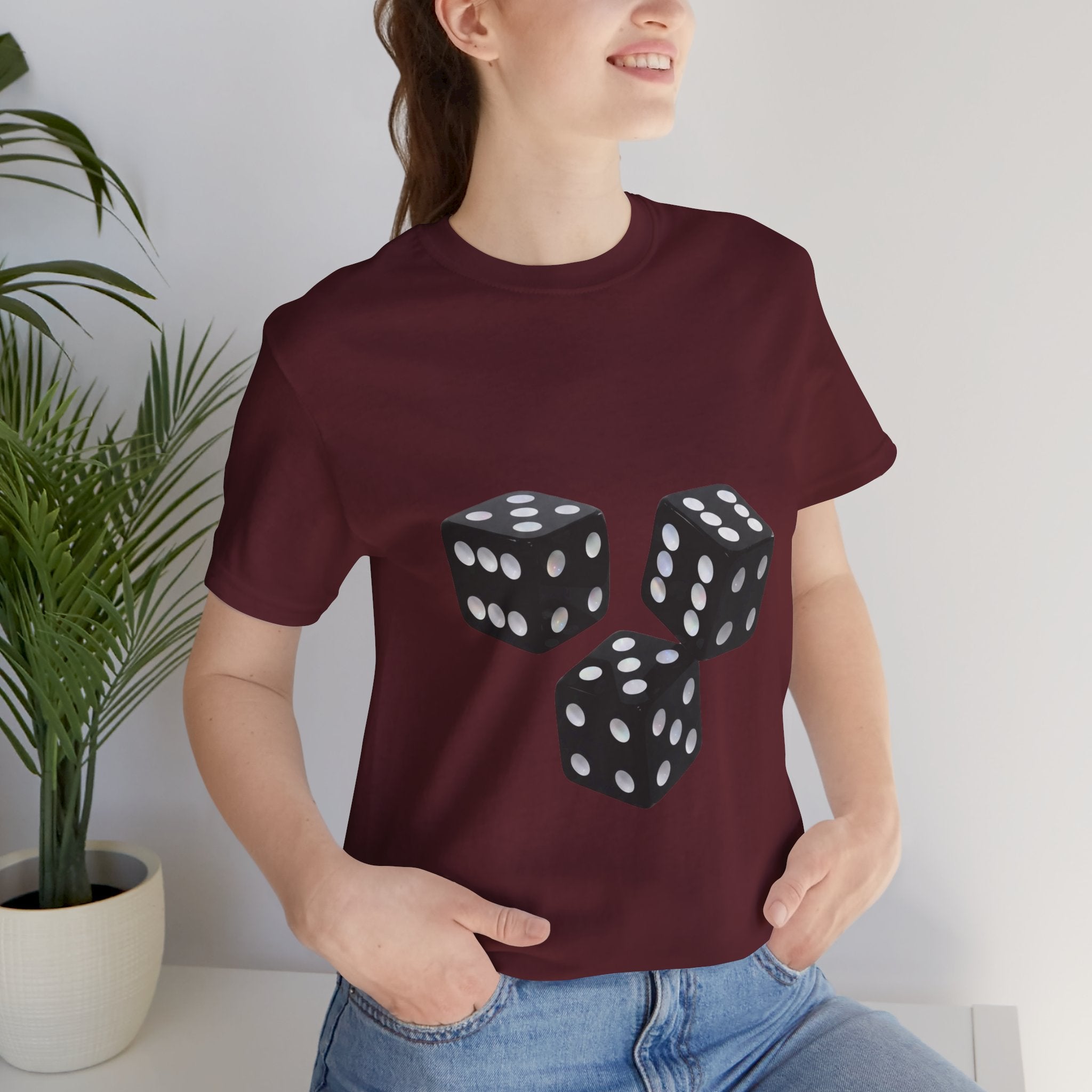 Dice Graphic Tee — Minimalist Black Dice T-Shirt for Gamers & Casino Fans