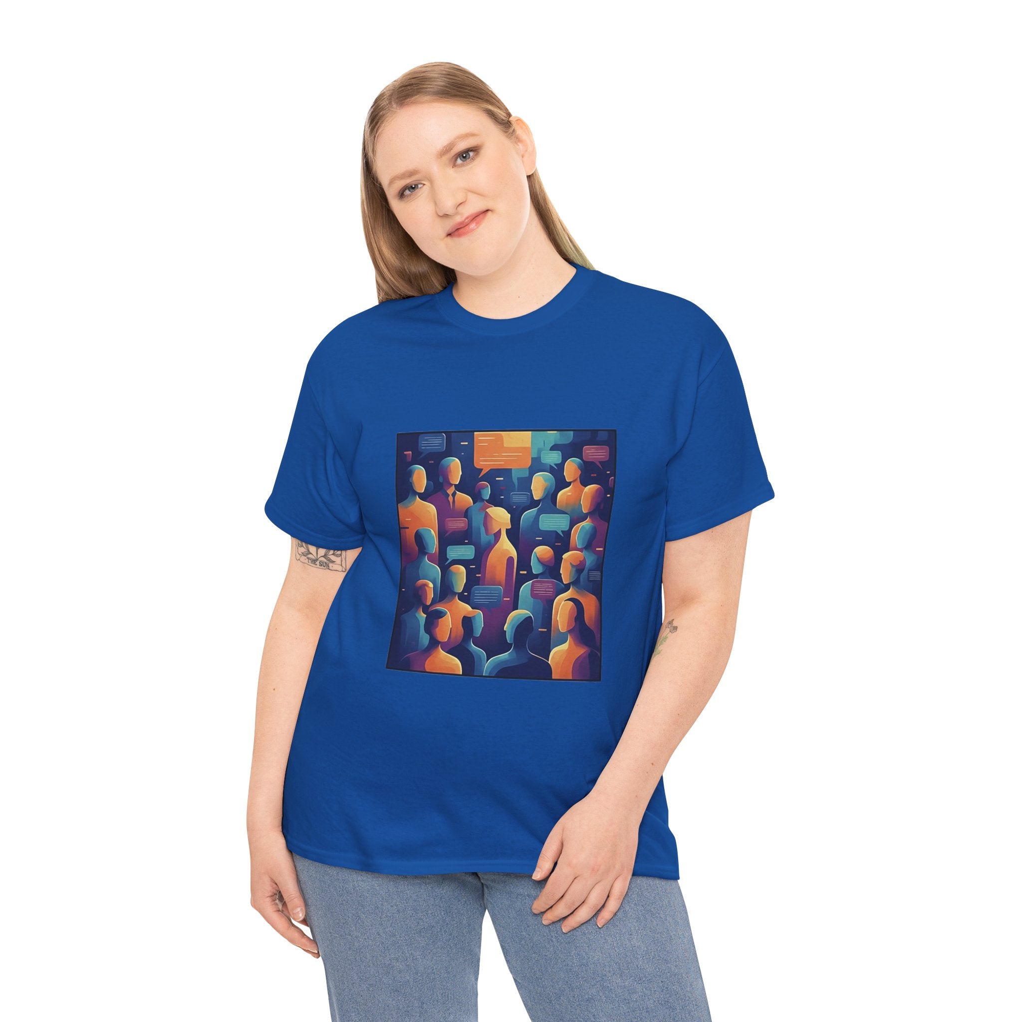 Crowd of Color Graphic Tee — Abstract Human Faces Art T-Shirt