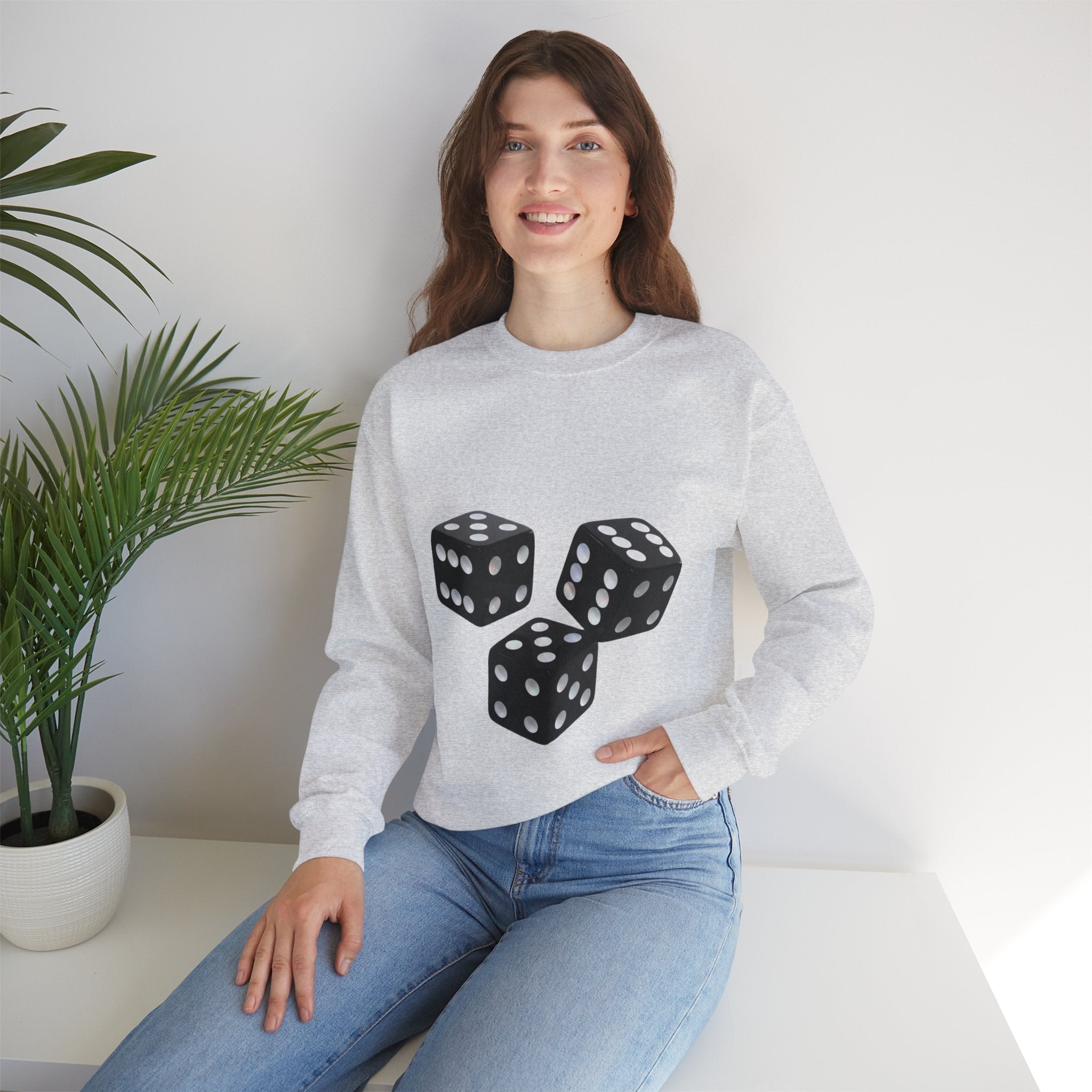 Dice Graphic Sweatshirt — Retro Black Dice Crewneck for Gamers