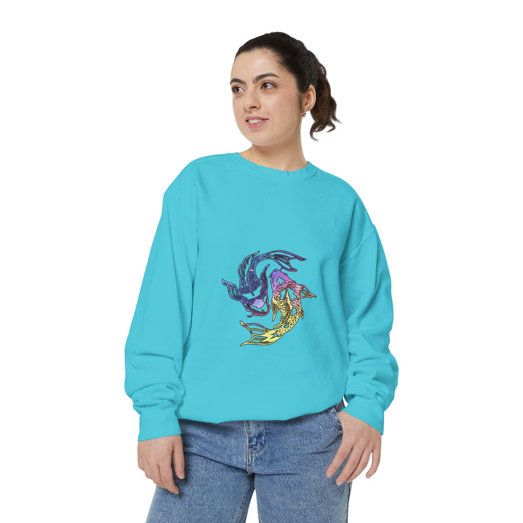 Koi Circle Sweatshirt — Colorful Yin Yang Fish Graphic