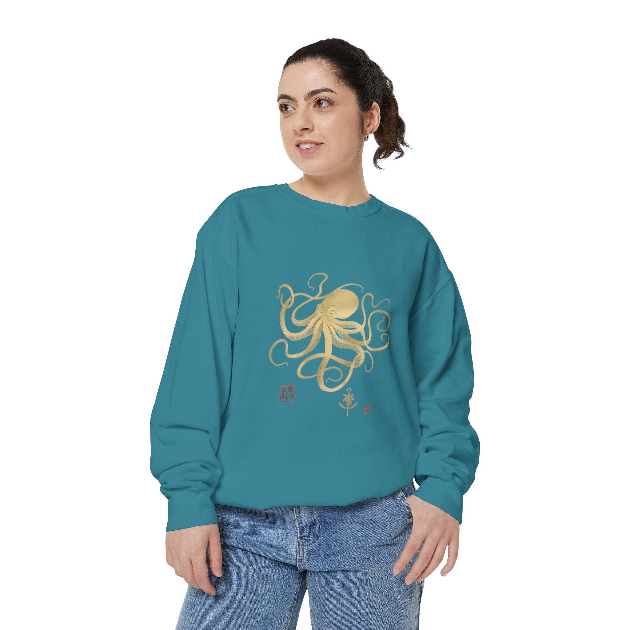 Gold Octopus Sweatshirt — Nautical Graphic Crewneck