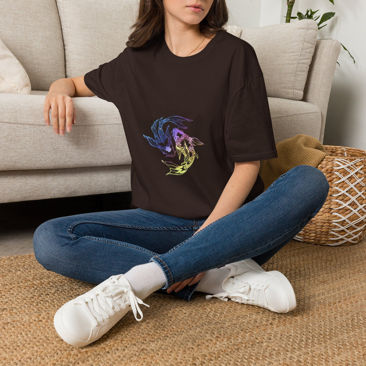 Koi Yin Yang T-Shirt — Colorful Japanese Carp Circle Graphic Tee
