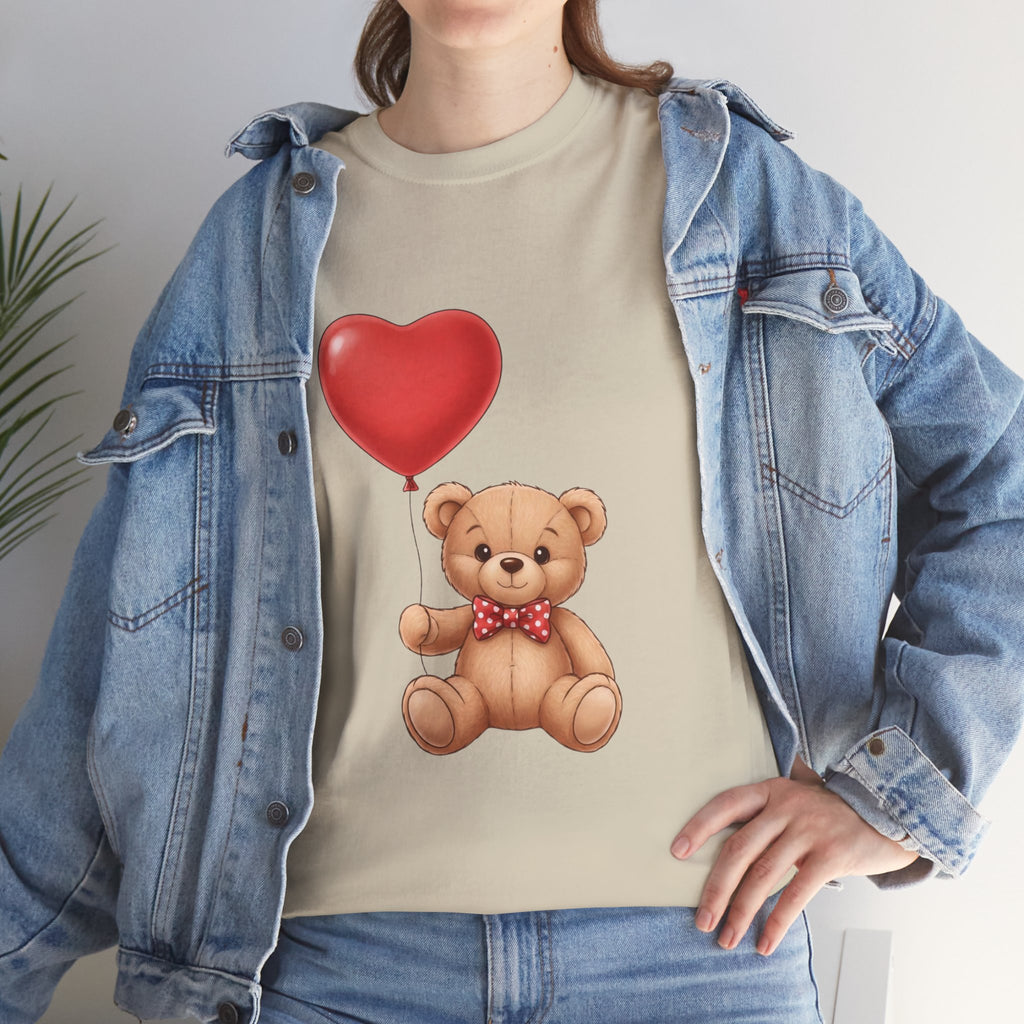 T-Shirt — Cute Teddy Bear Holding Heart Balloon Valentine Shirt