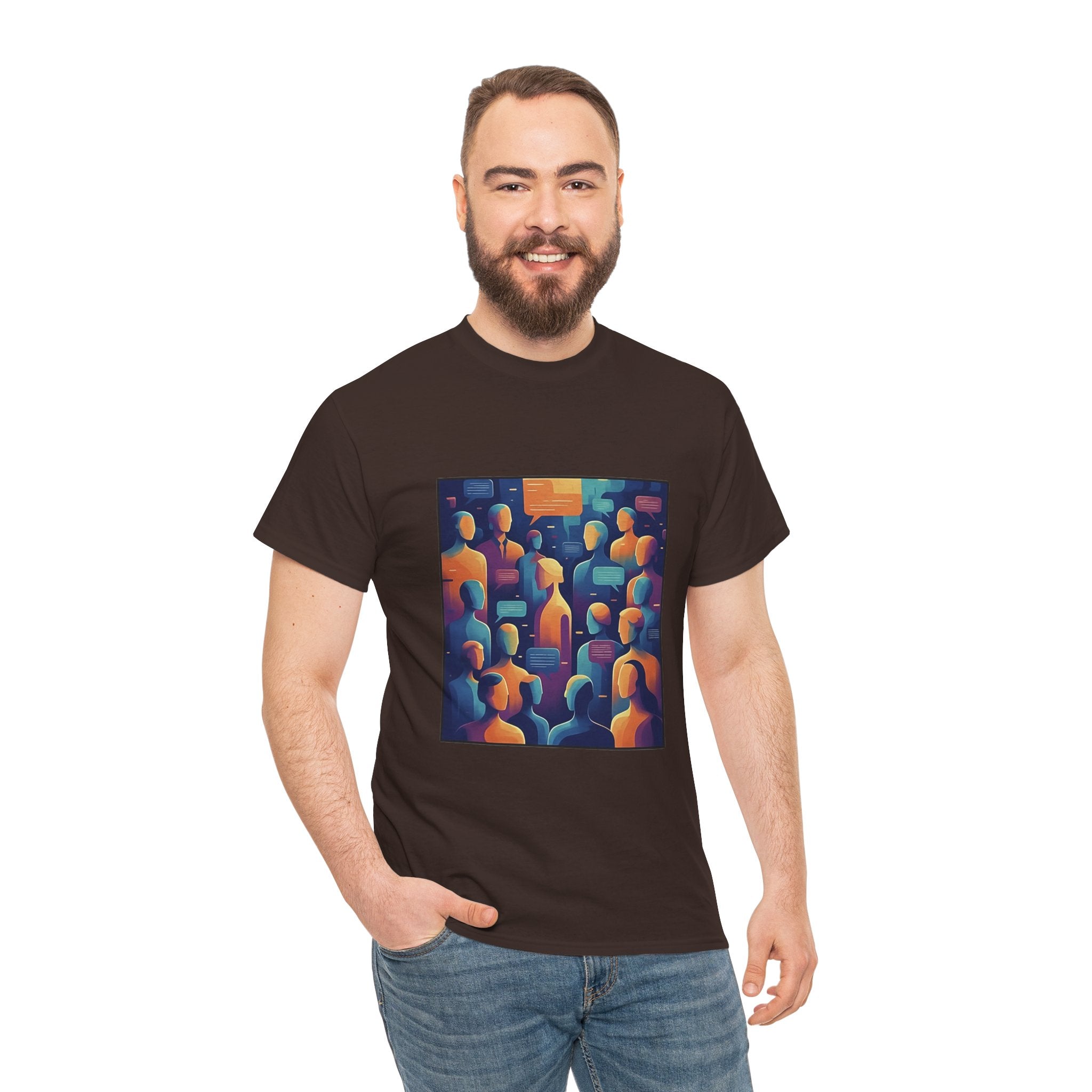 Crowd of Color Graphic Tee — Abstract Human Faces Art T-Shirt