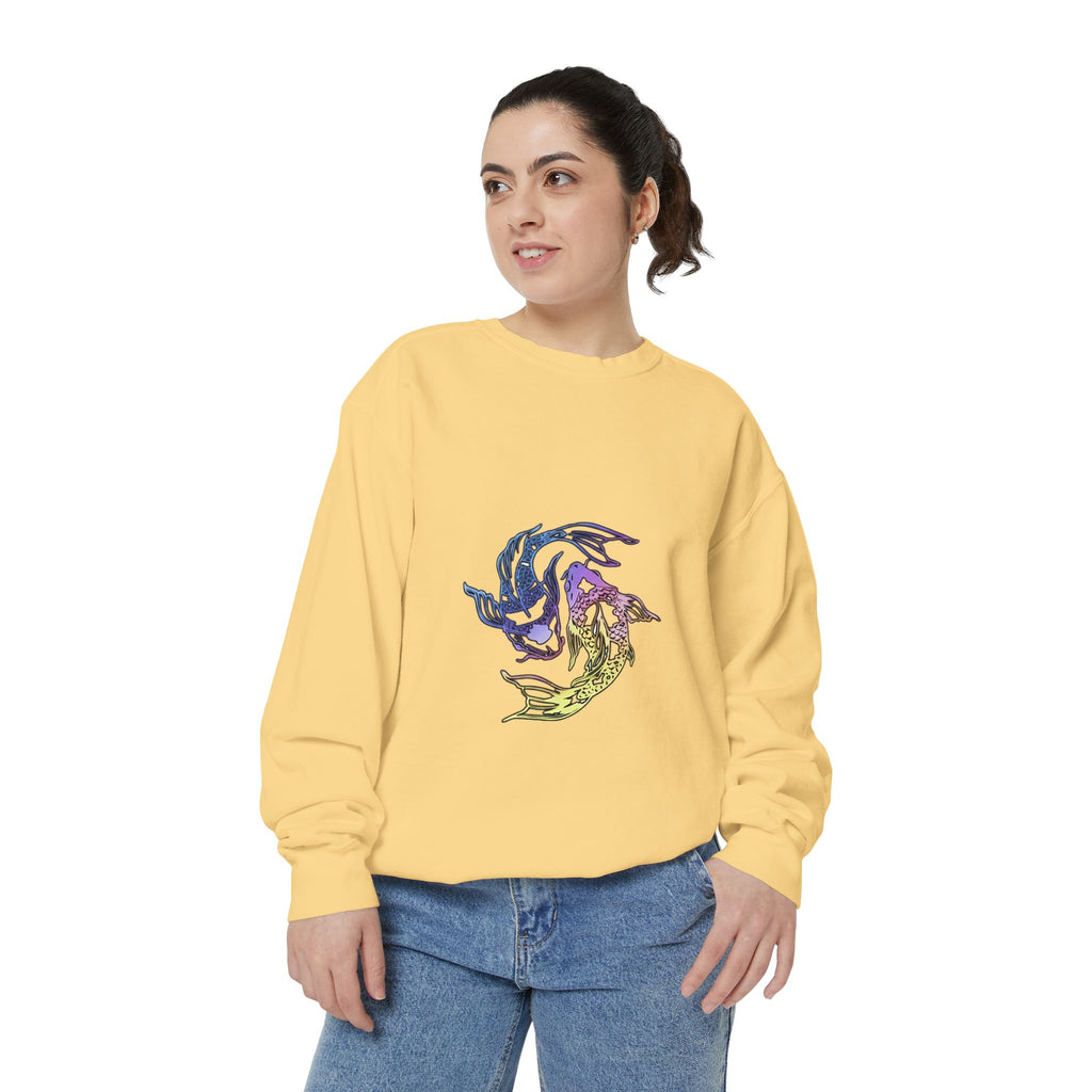 Koi Circle Sweatshirt — Colorful Yin Yang Fish Graphic